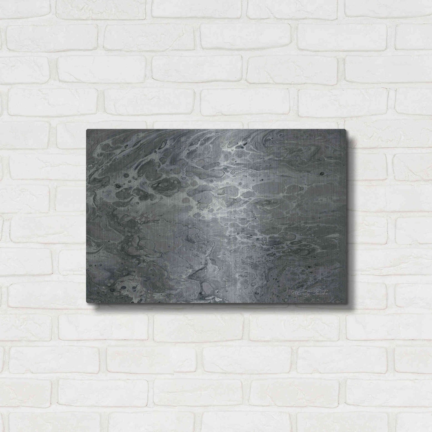 Luxe Metal Art 'Abstract in Gray I' by Cindy Jacobs, Metal Wall Art,24x16
