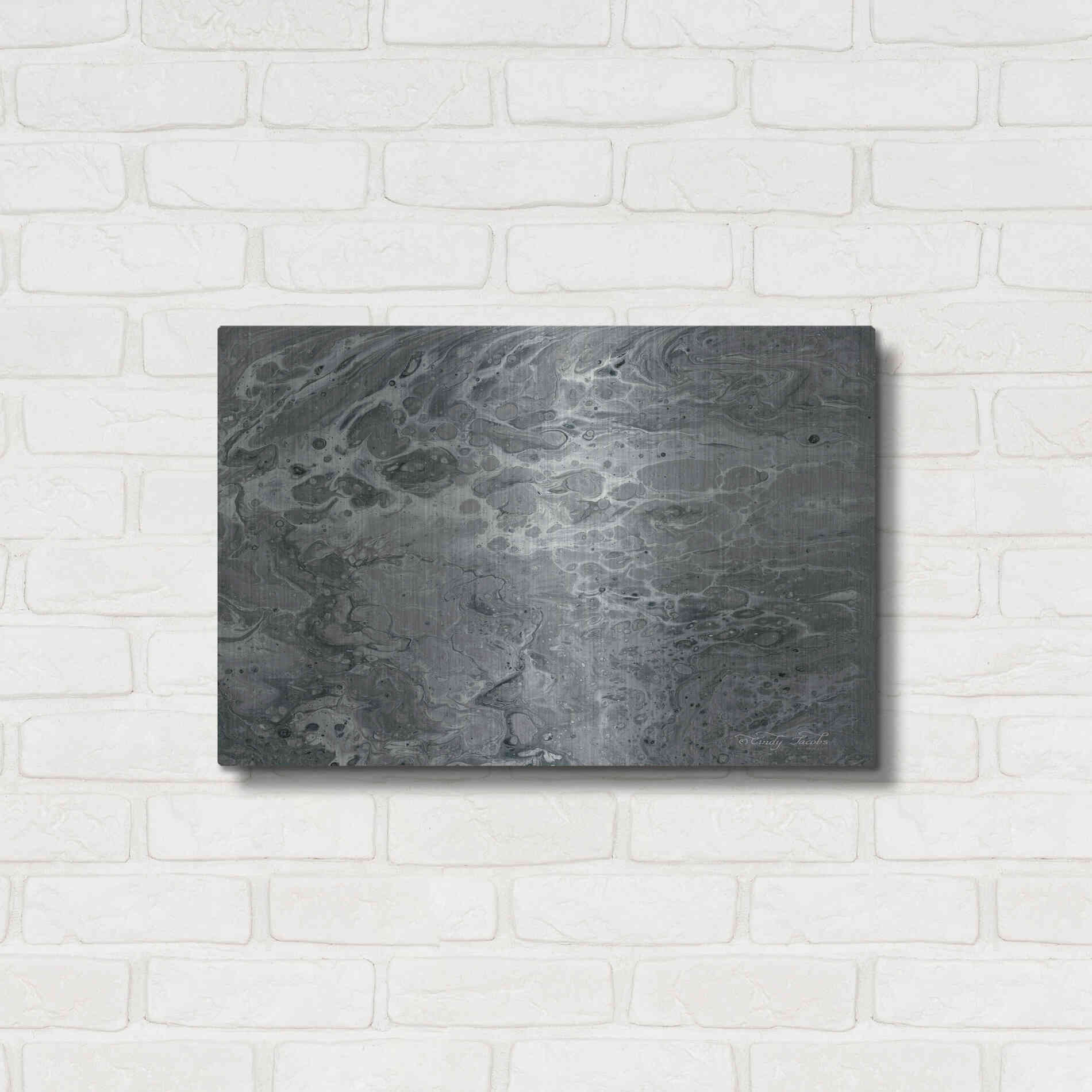 Luxe Metal Art 'Abstract in Gray I' by Cindy Jacobs, Metal Wall Art,24x16