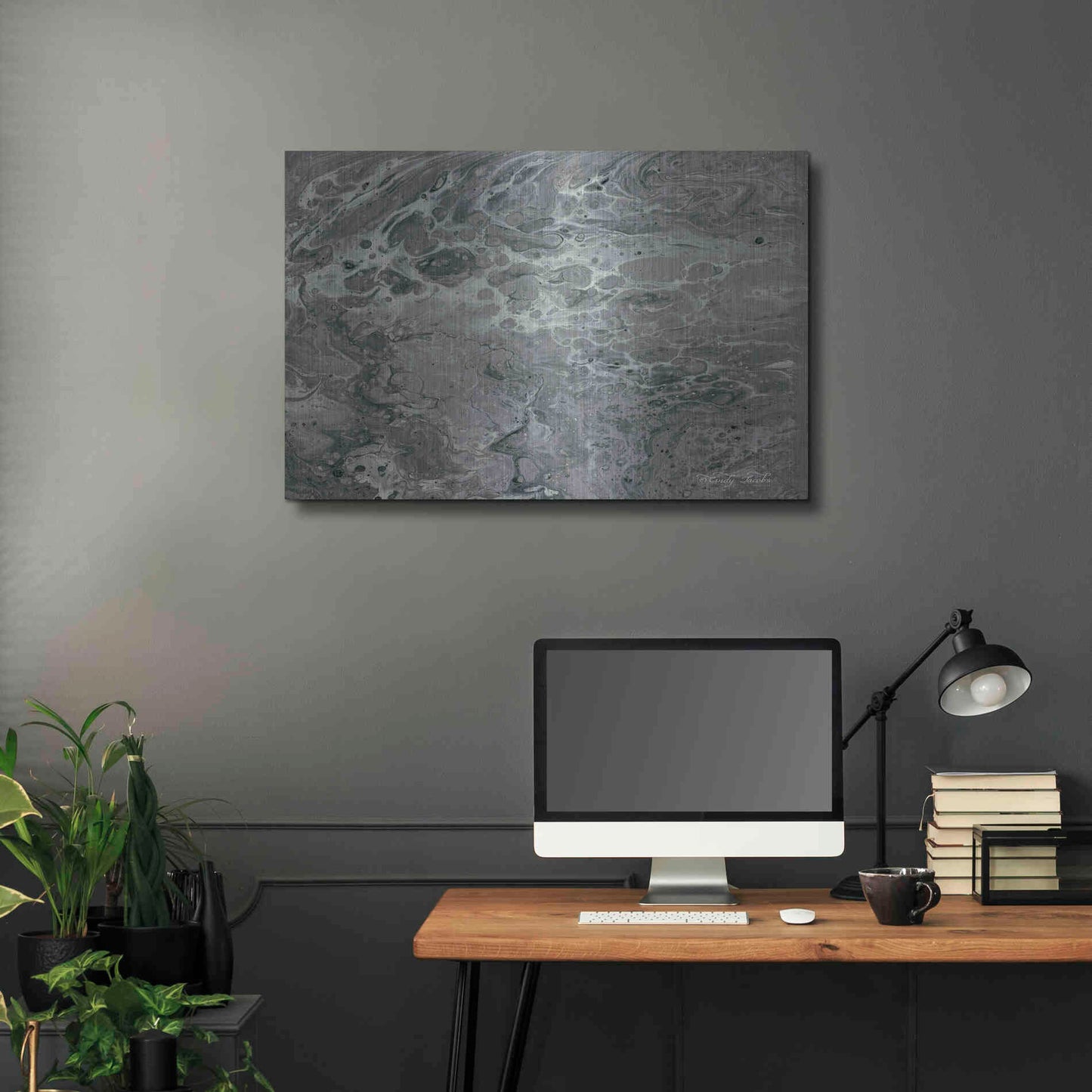 Luxe Metal Art 'Abstract in Gray I' by Cindy Jacobs, Metal Wall Art,36x24