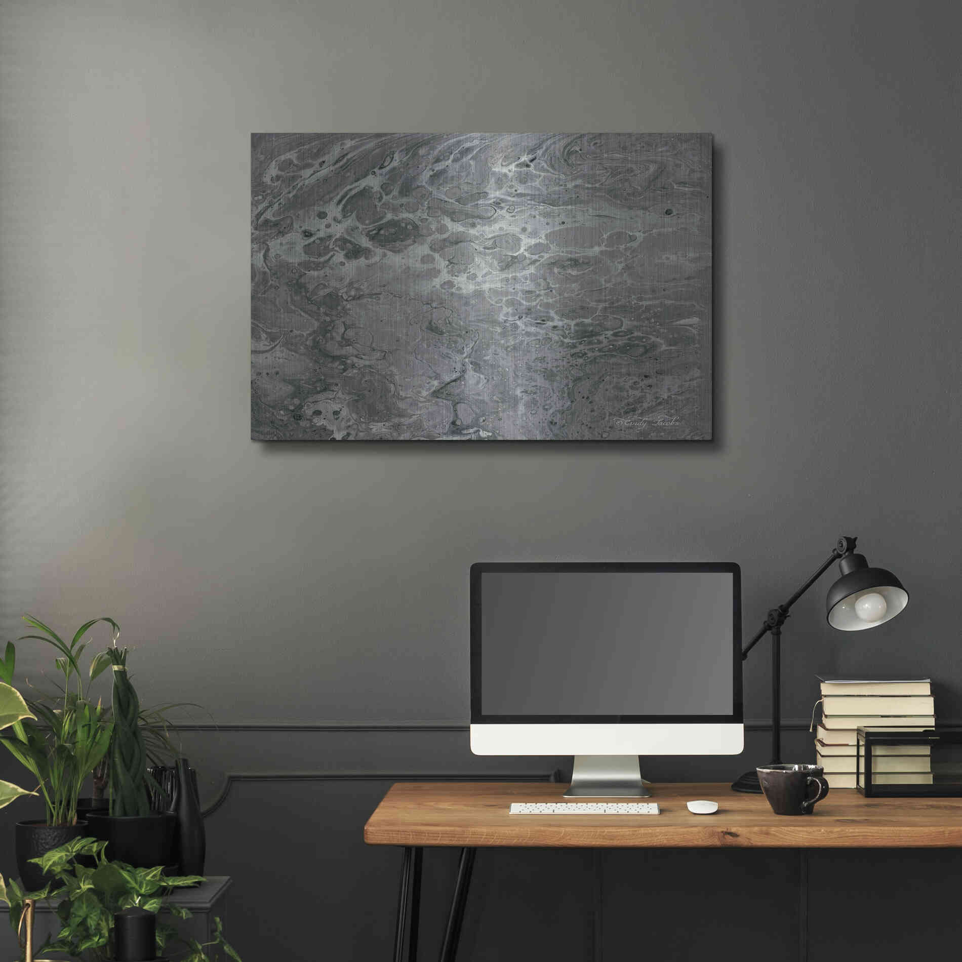 Luxe Metal Art 'Abstract in Gray I' by Cindy Jacobs, Metal Wall Art,36x24