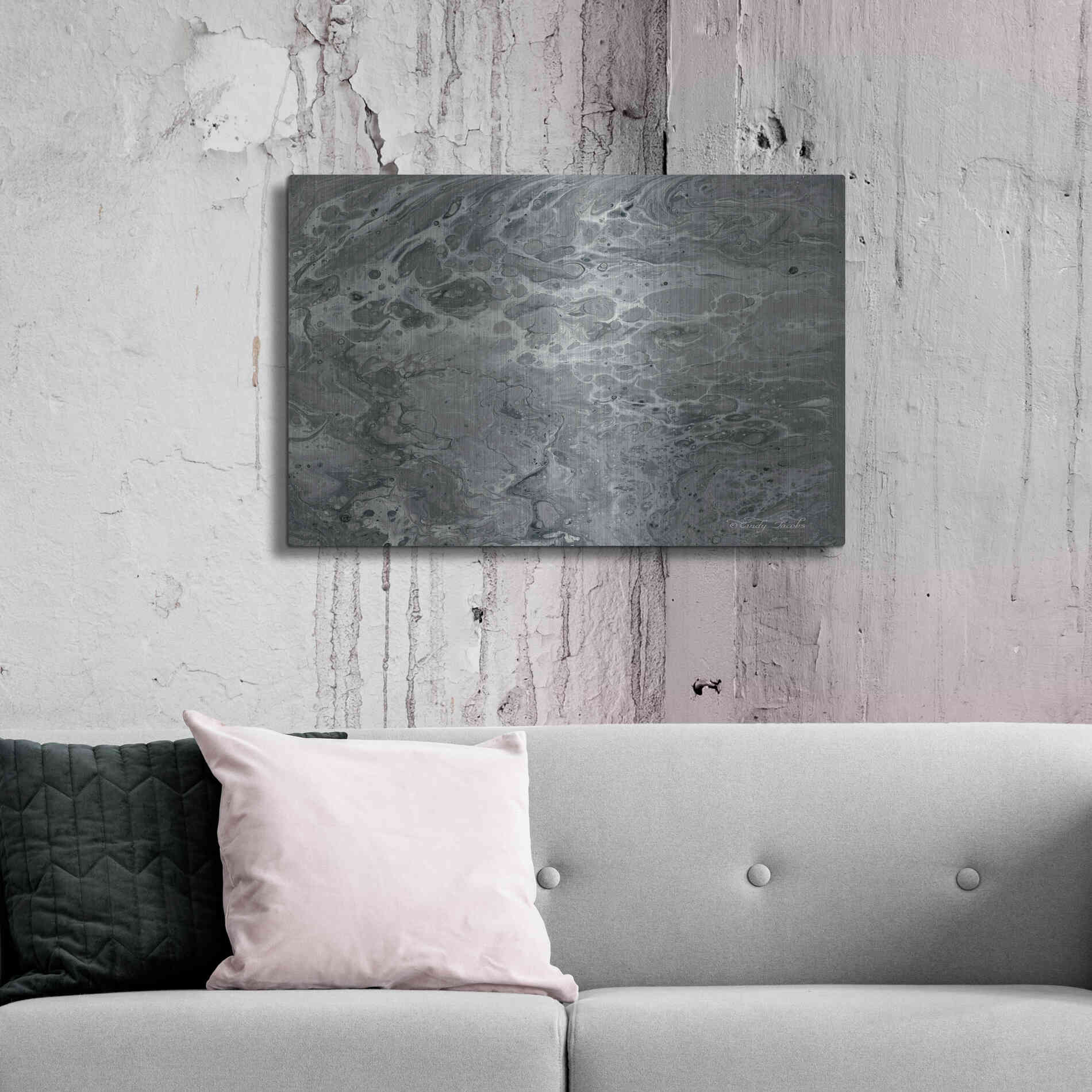 Luxe Metal Art 'Abstract in Gray I' by Cindy Jacobs, Metal Wall Art,36x24