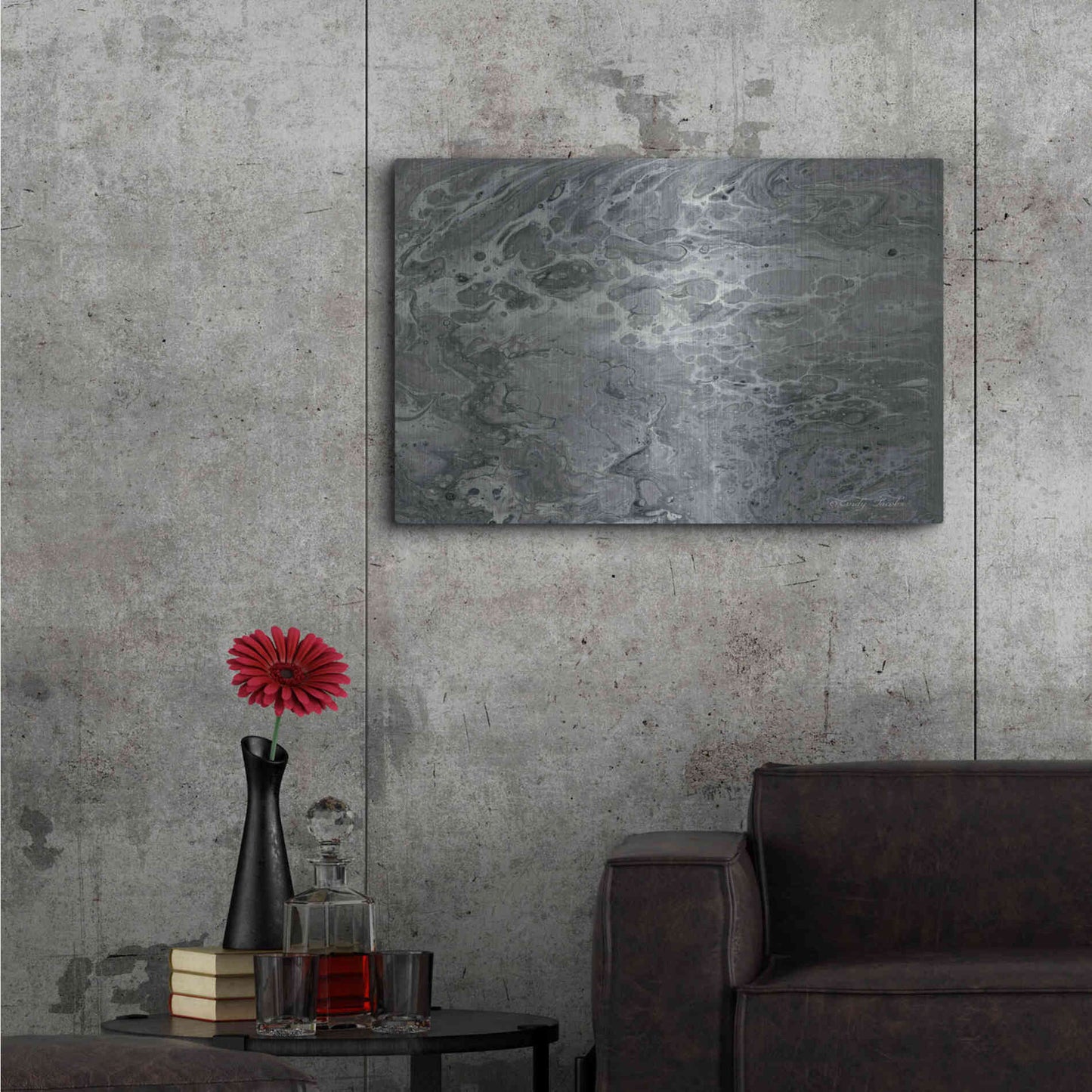 Luxe Metal Art 'Abstract in Gray I' by Cindy Jacobs, Metal Wall Art,36x24