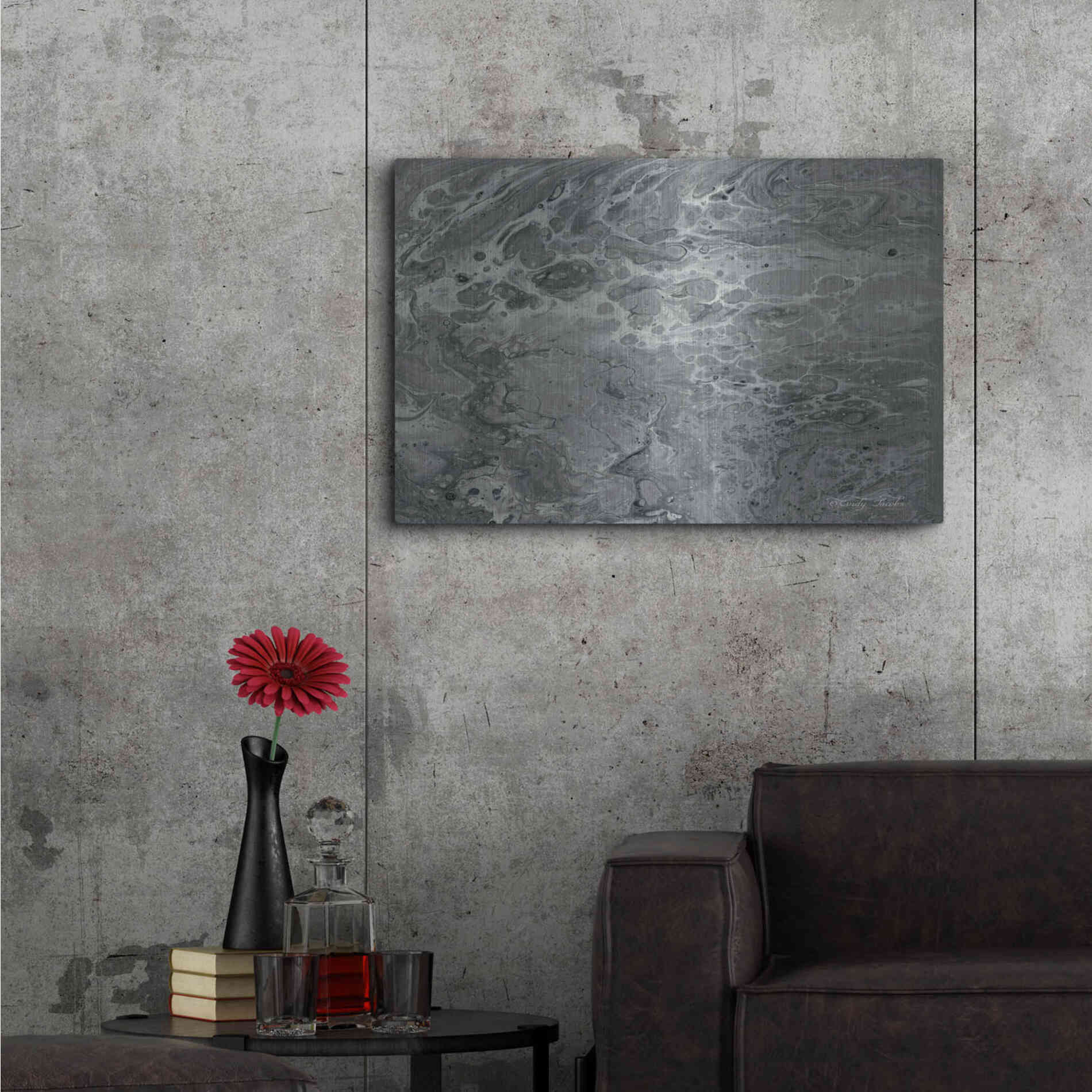 Luxe Metal Art 'Abstract in Gray I' by Cindy Jacobs, Metal Wall Art,36x24