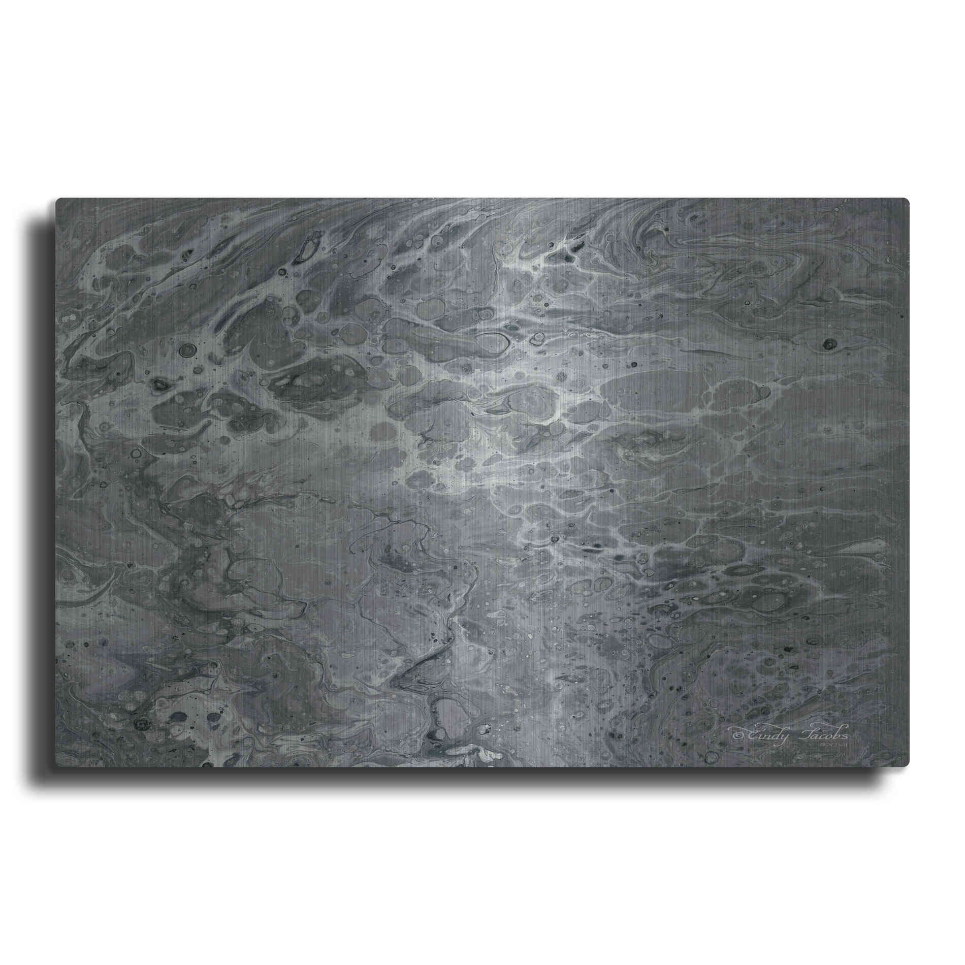 Luxe Metal Art 'Abstract in Gray I' by Cindy Jacobs, Metal Wall Art