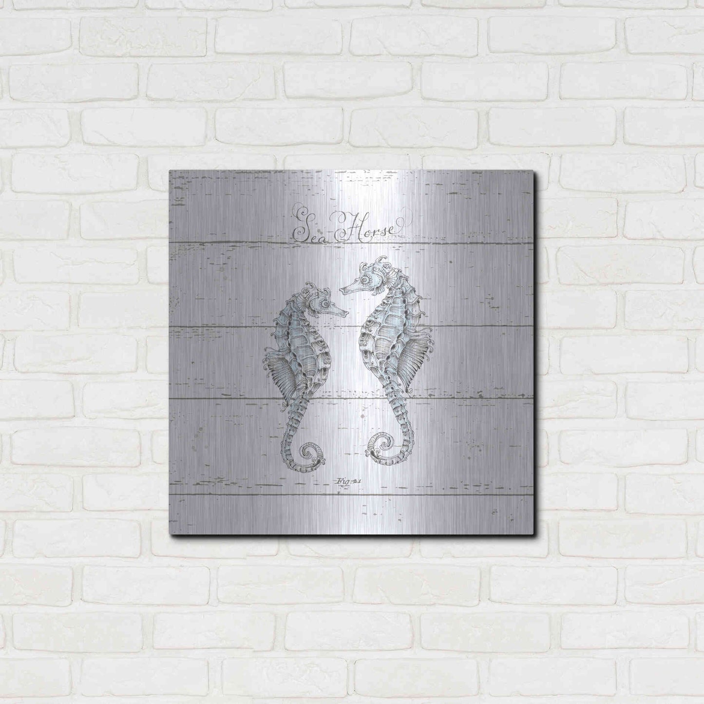 Luxe Metal Art 'Aqua Underwater Life V Shiplap' by Daphne Brissonet, Metal Wall Art,24x24