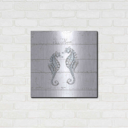 Luxe Metal Art 'Aqua Underwater Life V Shiplap' by Daphne Brissonet, Metal Wall Art,24x24