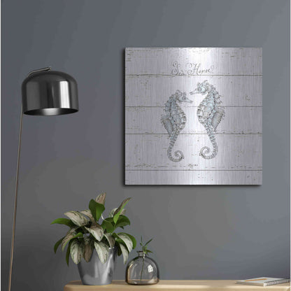 Luxe Metal Art 'Aqua Underwater Life V Shiplap' by Daphne Brissonet, Metal Wall Art,24x24