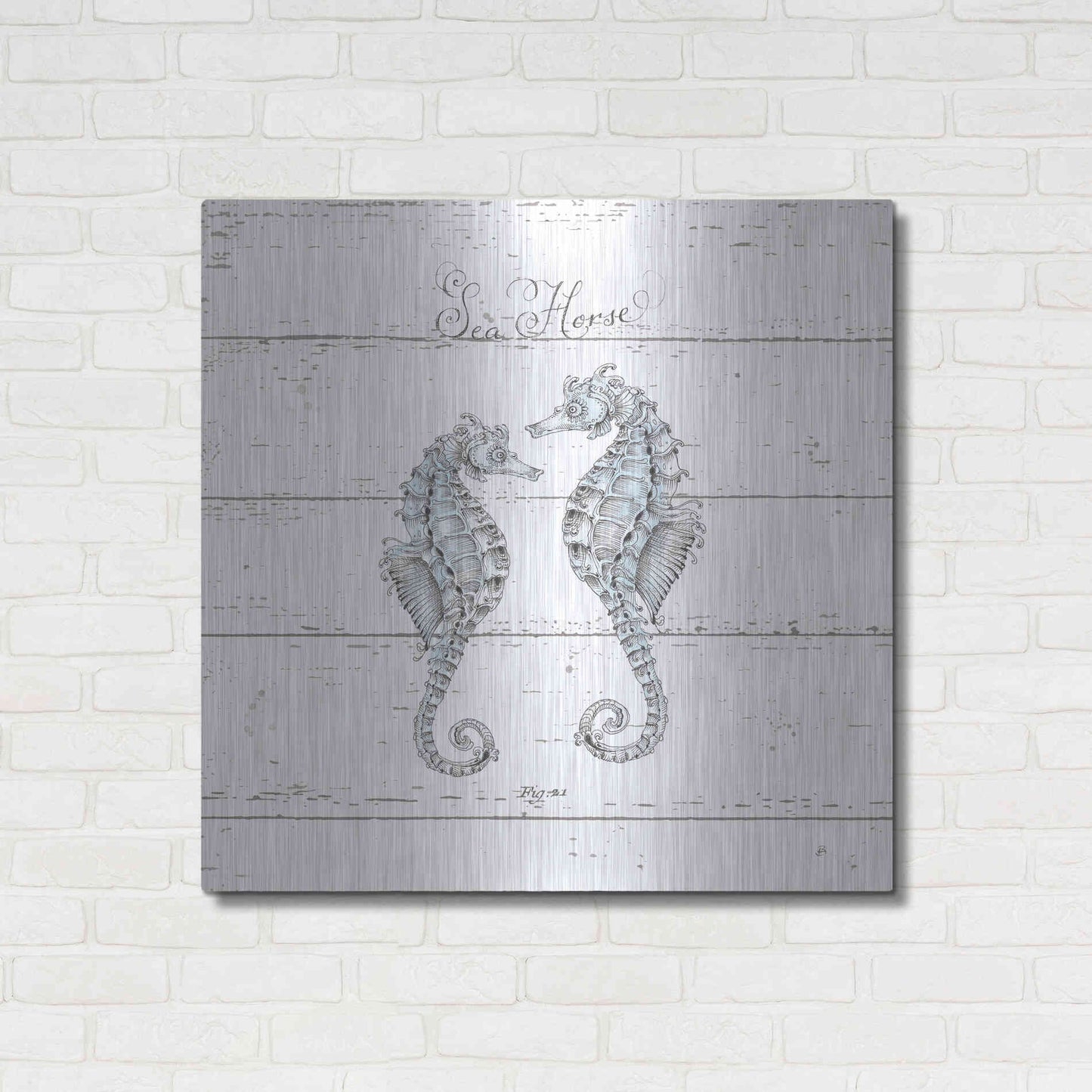 Luxe Metal Art 'Aqua Underwater Life V Shiplap' by Daphne Brissonet, Metal Wall Art,36x36