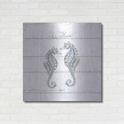 Luxe Metal Art 'Aqua Underwater Life V Shiplap' by Daphne Brissonet, Metal Wall Art,36x36