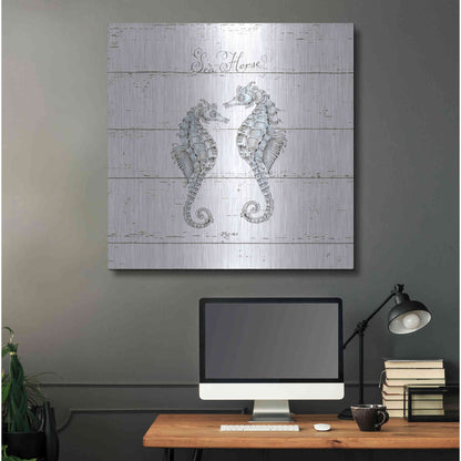 Luxe Metal Art 'Aqua Underwater Life V Shiplap' by Daphne Brissonet, Metal Wall Art,36x36