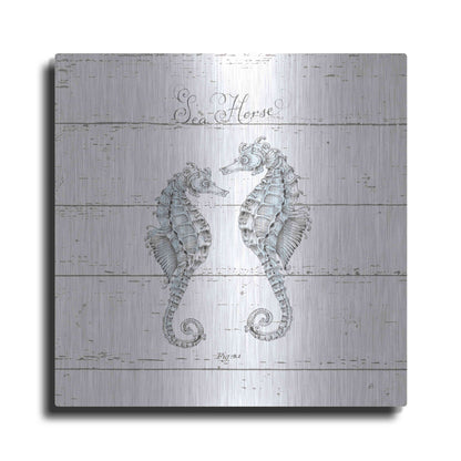 Luxe Metal Art 'Aqua Underwater Life V Shiplap' by Daphne Brissonet, Metal Wall Art