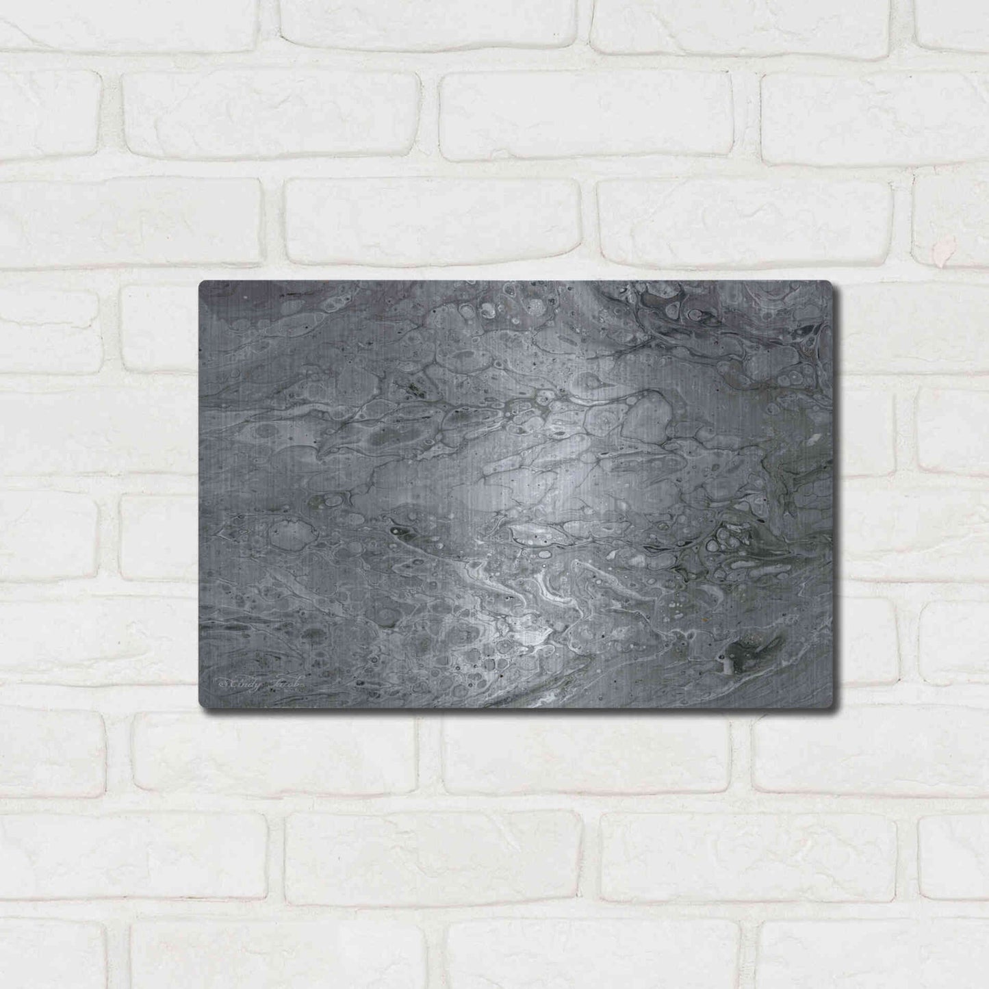 Luxe Metal Art 'Abstract in Gray II' by Cindy Jacobs, Metal Wall Art,16x12