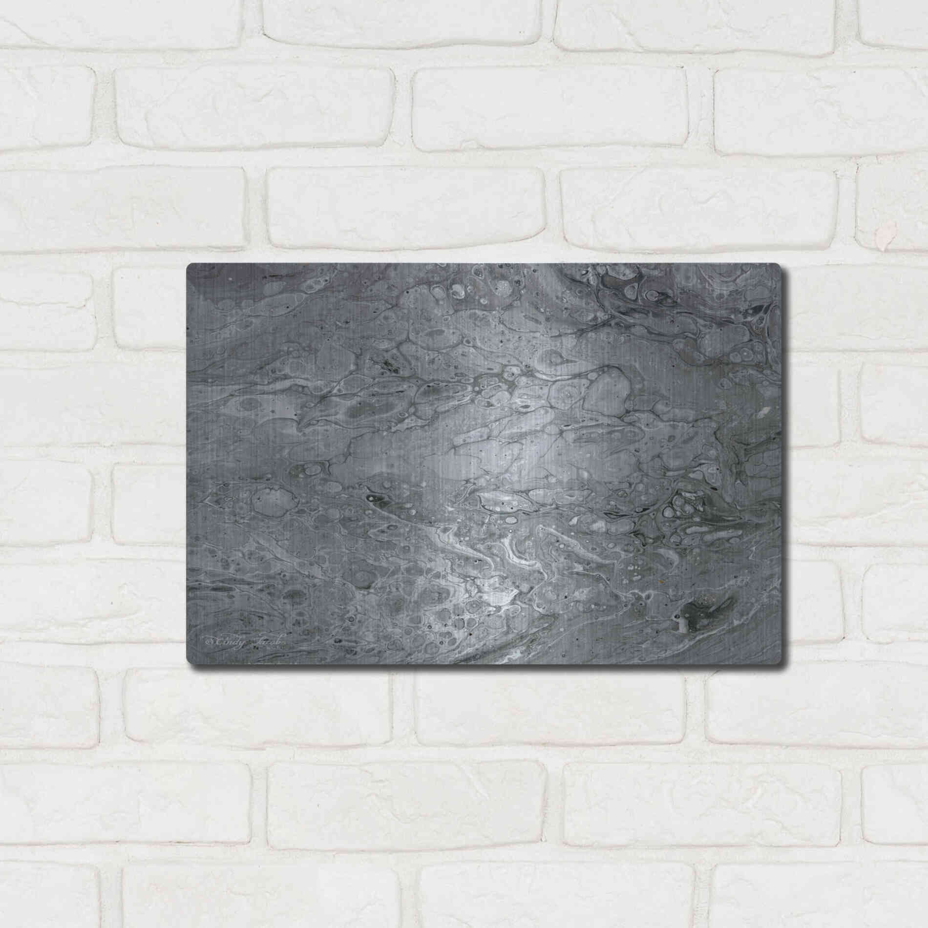 Luxe Metal Art 'Abstract in Gray II' by Cindy Jacobs, Metal Wall Art,16x12