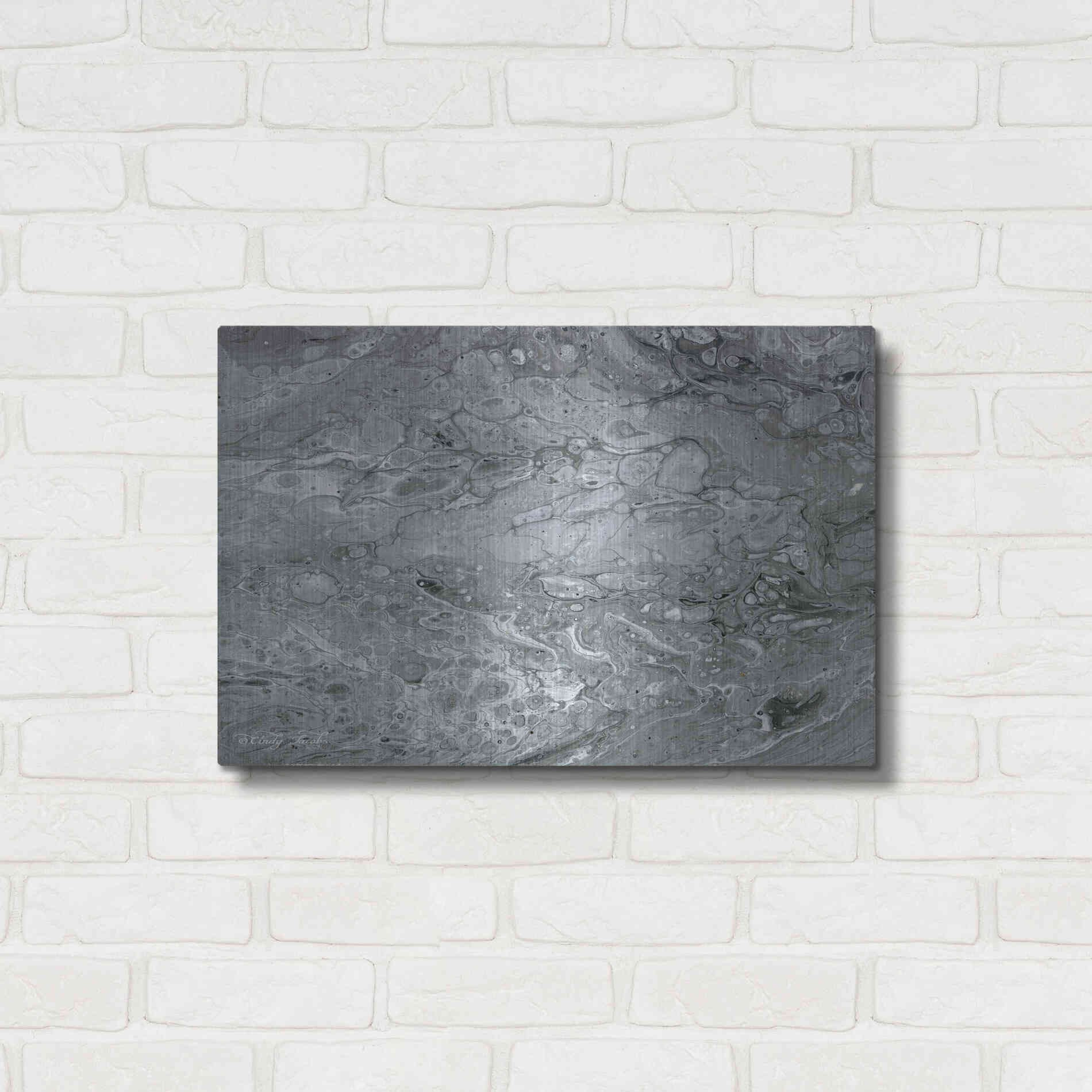 Luxe Metal Art 'Abstract in Gray II' by Cindy Jacobs, Metal Wall Art,24x16