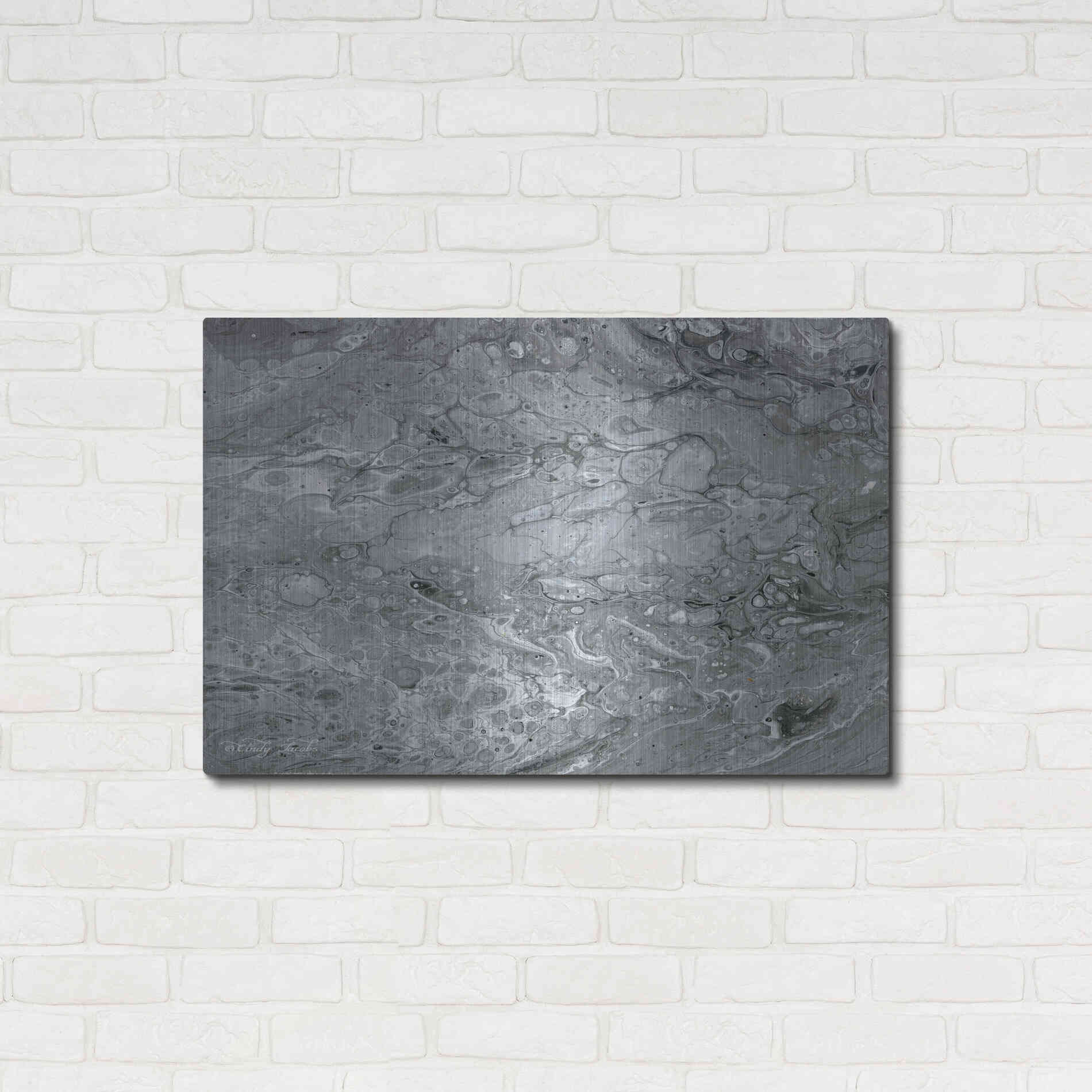 Luxe Metal Art 'Abstract in Gray II' by Cindy Jacobs, Metal Wall Art,36x24