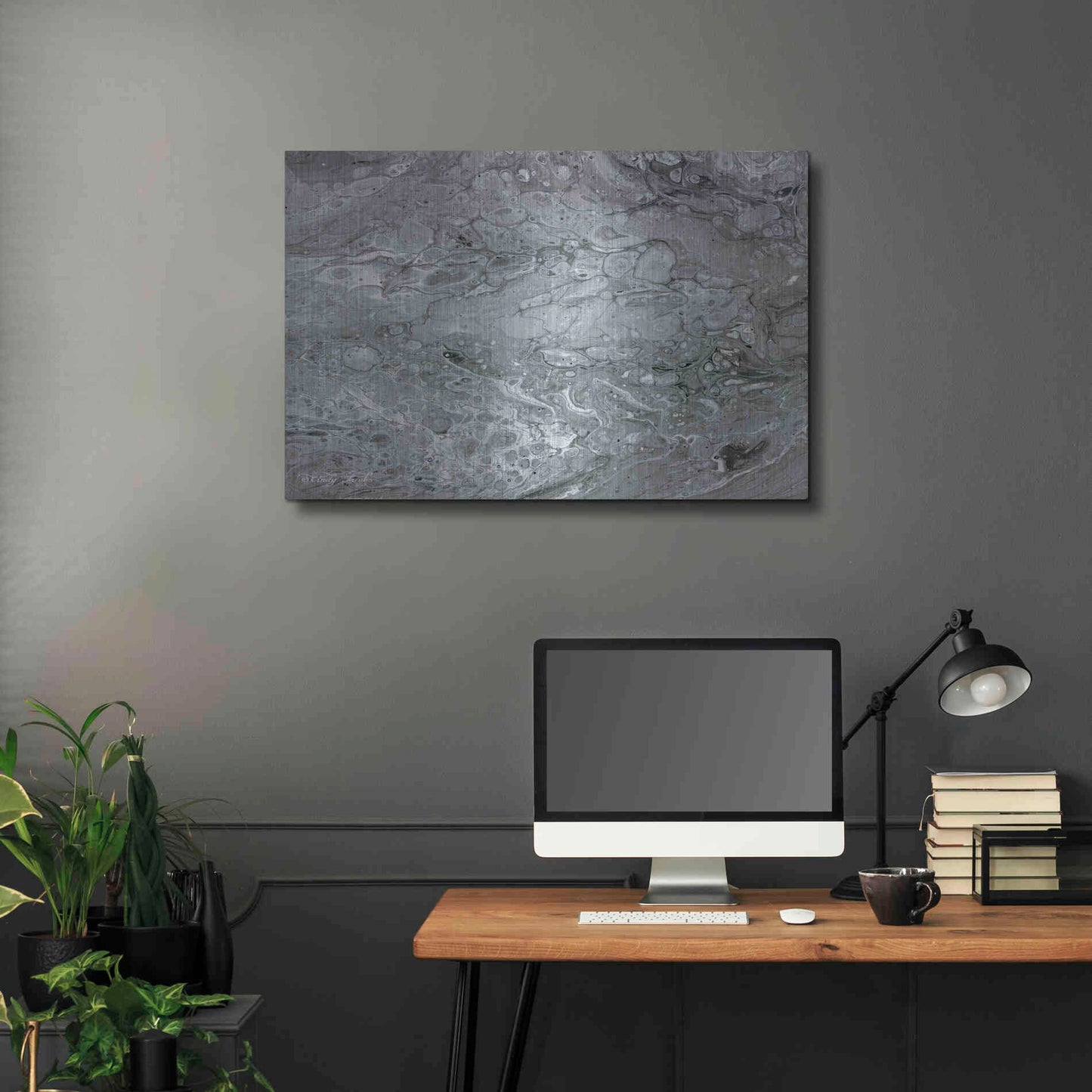 Luxe Metal Art 'Abstract in Gray II' by Cindy Jacobs, Metal Wall Art,36x24