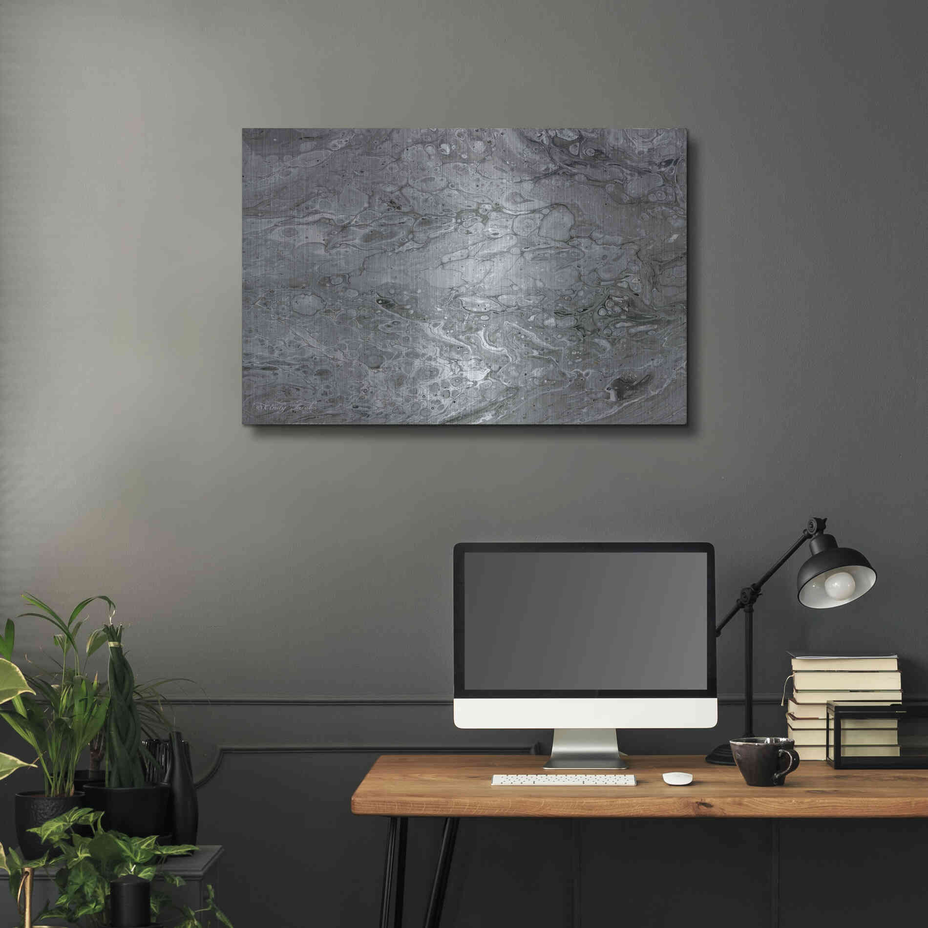 Luxe Metal Art 'Abstract in Gray II' by Cindy Jacobs, Metal Wall Art,36x24