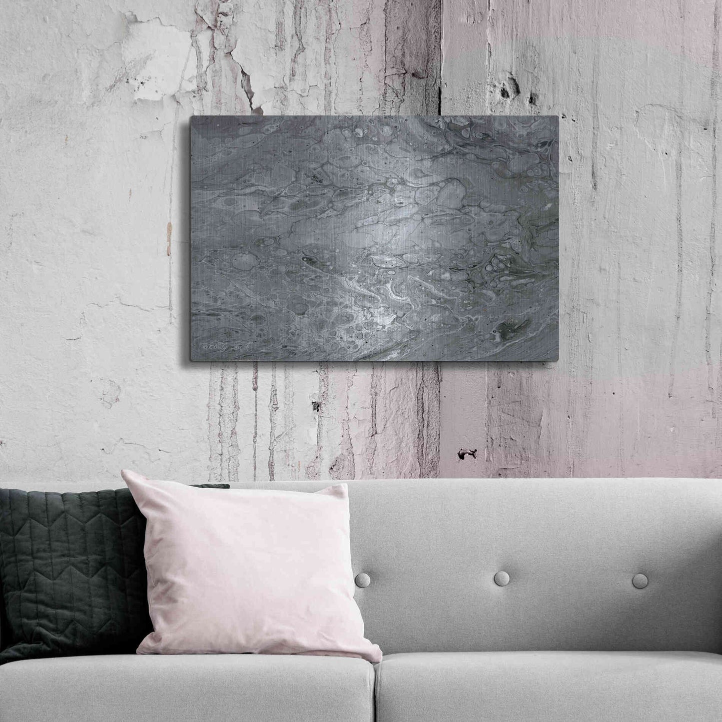 Luxe Metal Art 'Abstract in Gray II' by Cindy Jacobs, Metal Wall Art,36x24