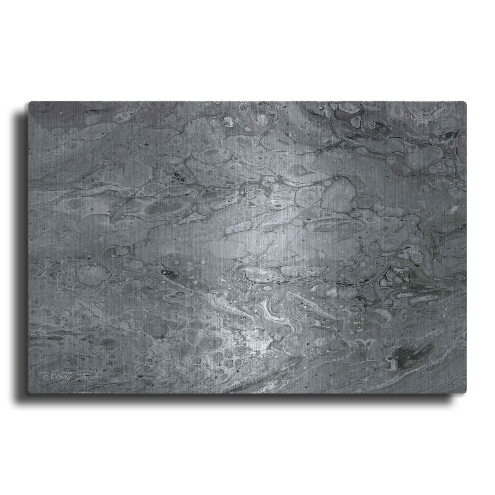 Luxe Metal Art 'Abstract in Gray II' by Cindy Jacobs, Metal Wall Art
