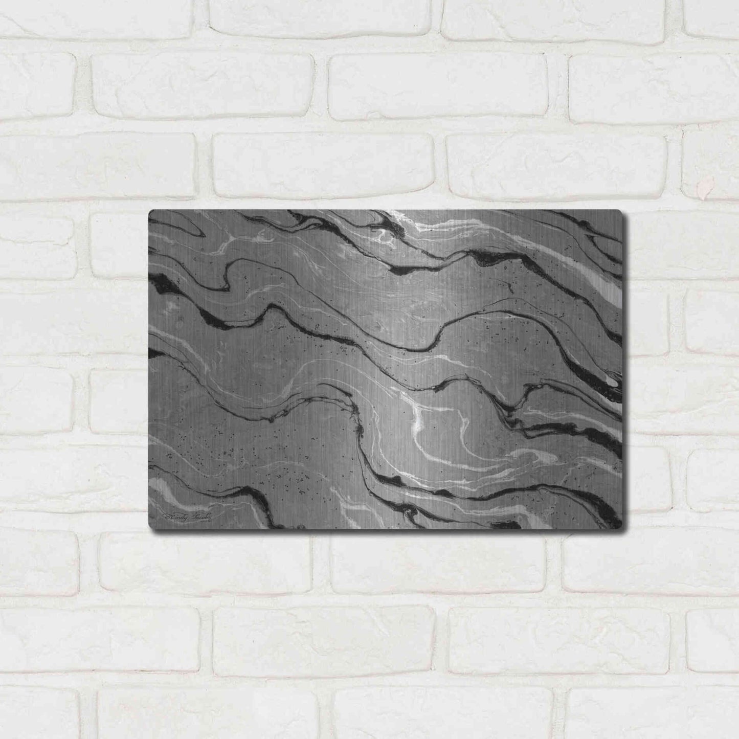 Luxe Metal Art 'Abstract in Gray III' by Cindy Jacobs, Metal Wall Art,16x12