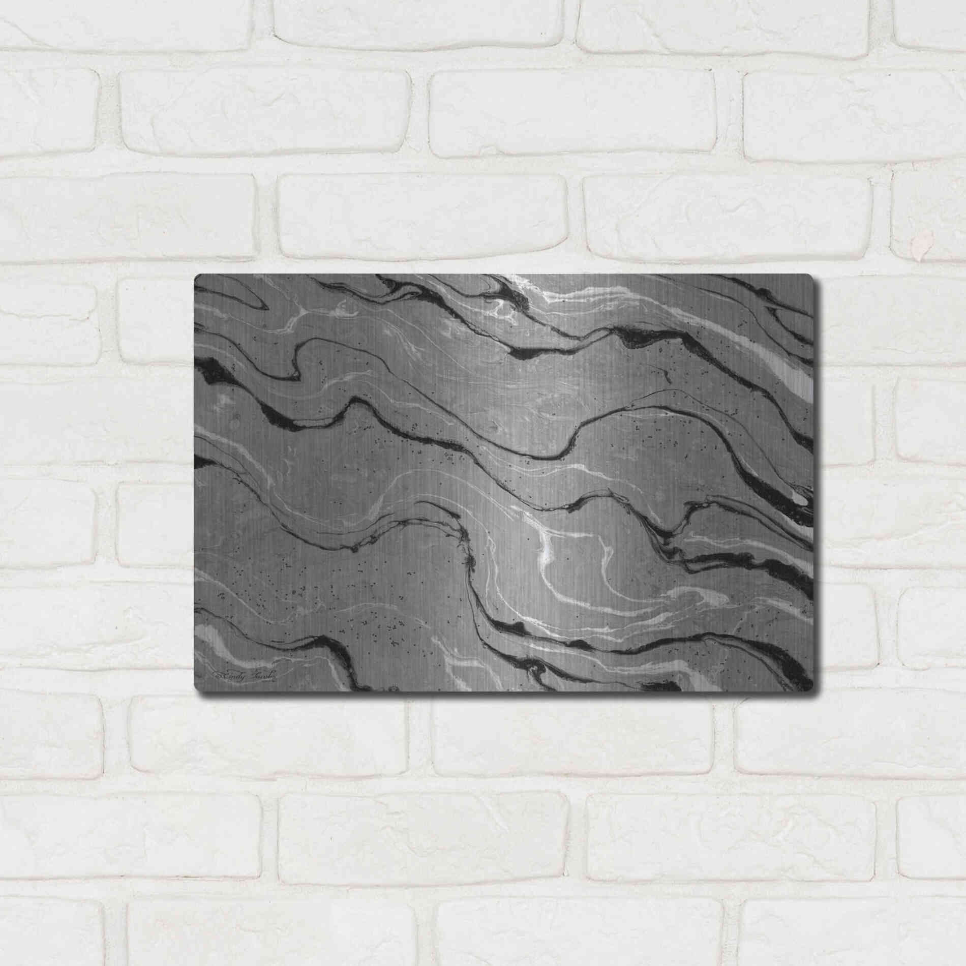Luxe Metal Art 'Abstract in Gray III' by Cindy Jacobs, Metal Wall Art,16x12
