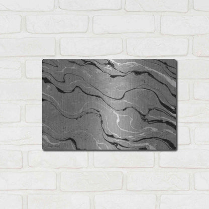Luxe Metal Art 'Abstract in Gray III' by Cindy Jacobs, Metal Wall Art,16x12