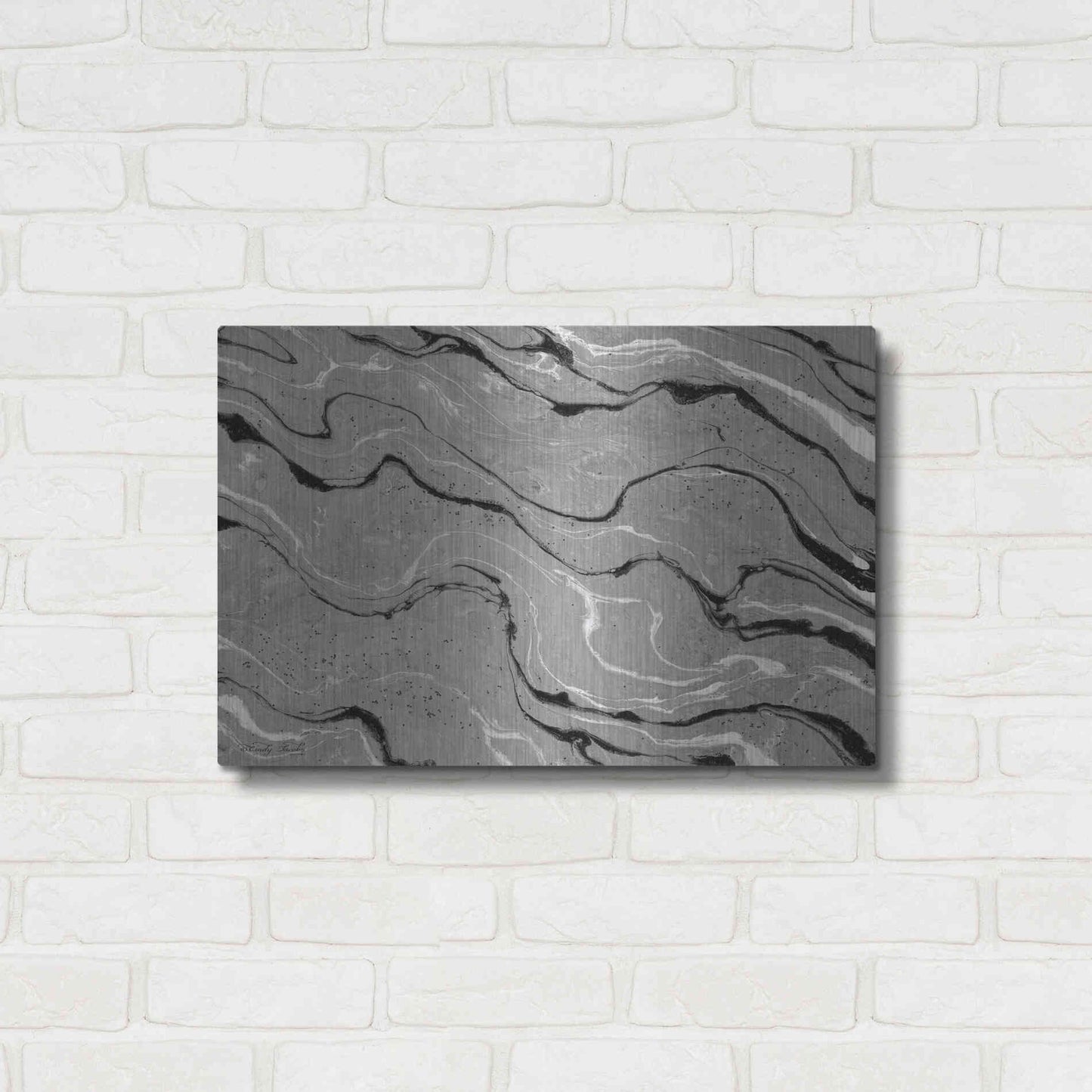 Luxe Metal Art 'Abstract in Gray III' by Cindy Jacobs, Metal Wall Art,24x16