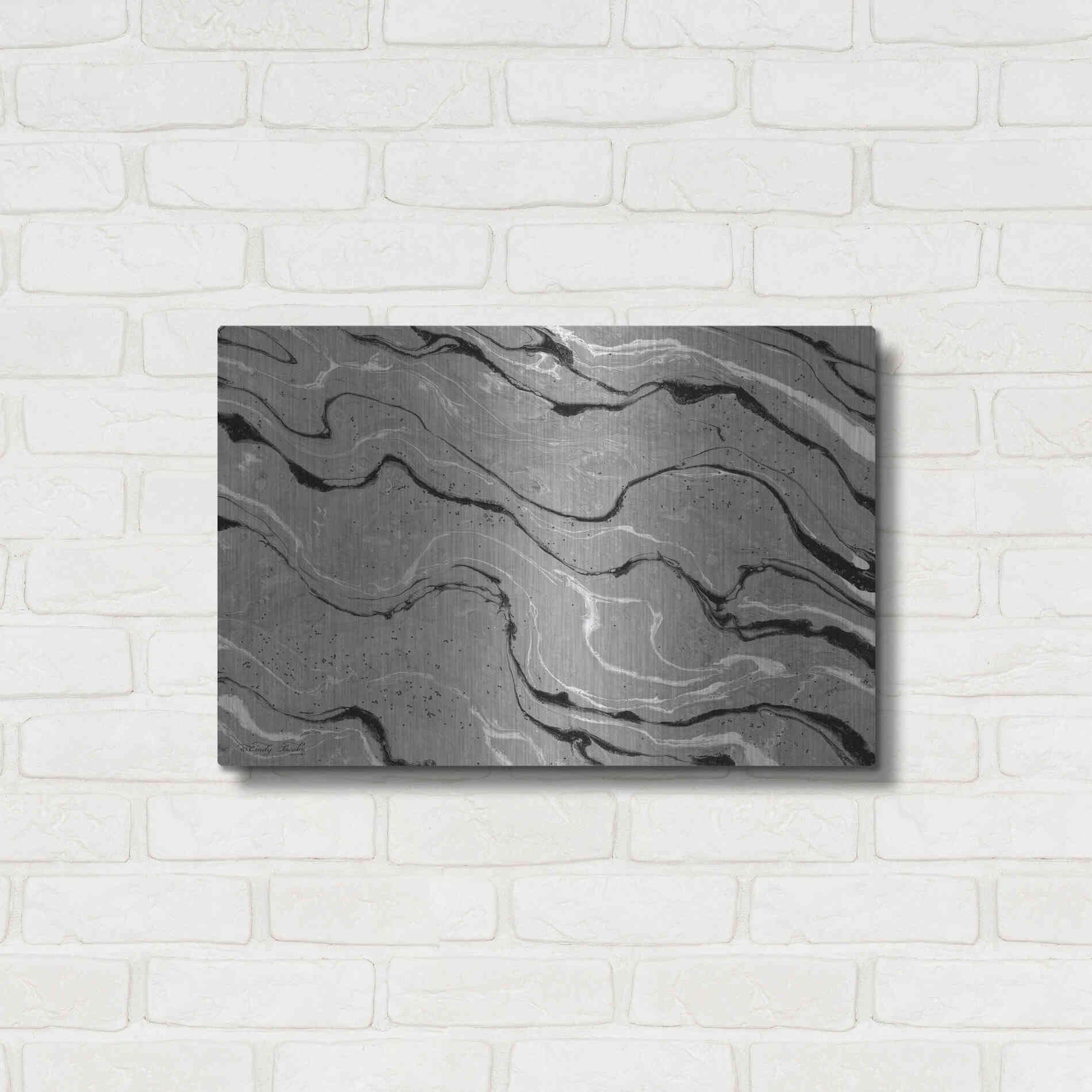 Luxe Metal Art 'Abstract in Gray III' by Cindy Jacobs, Metal Wall Art,24x16