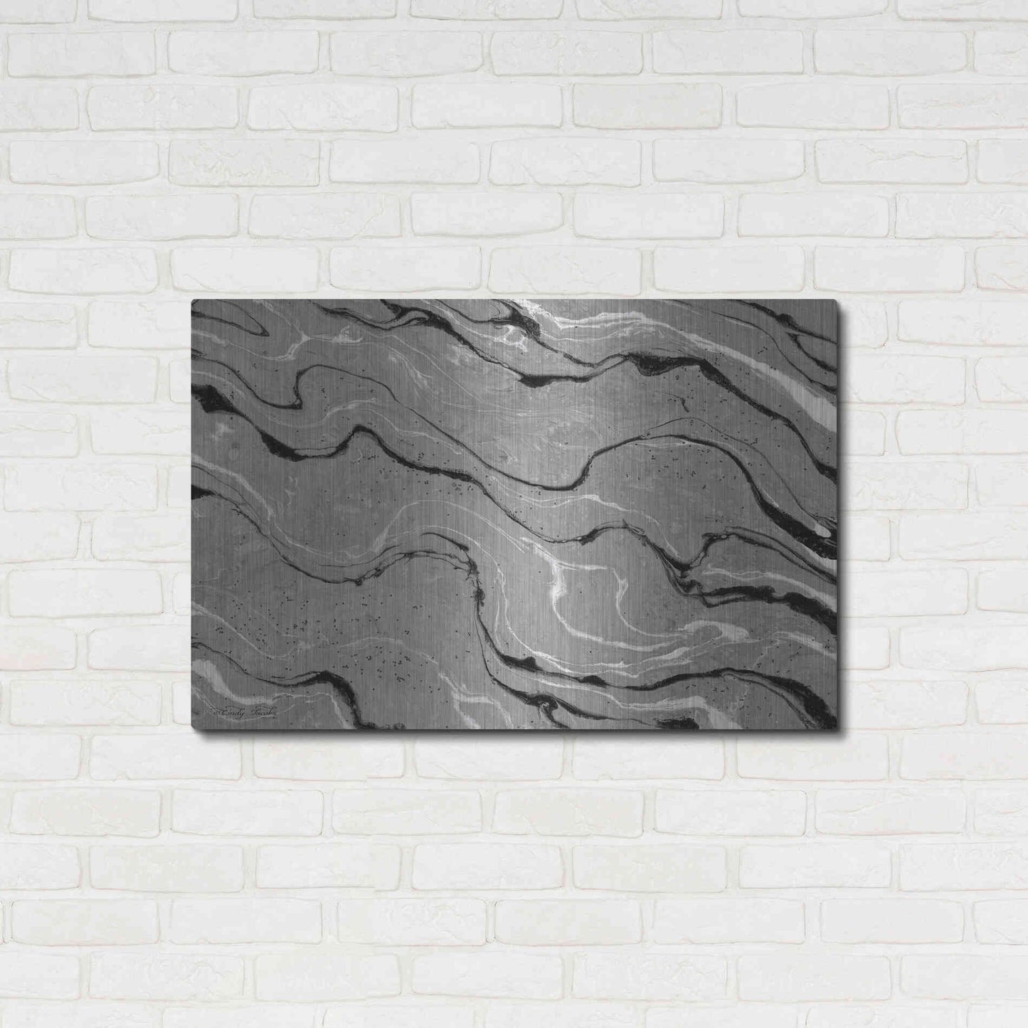Luxe Metal Art 'Abstract in Gray III' by Cindy Jacobs, Metal Wall Art,36x24