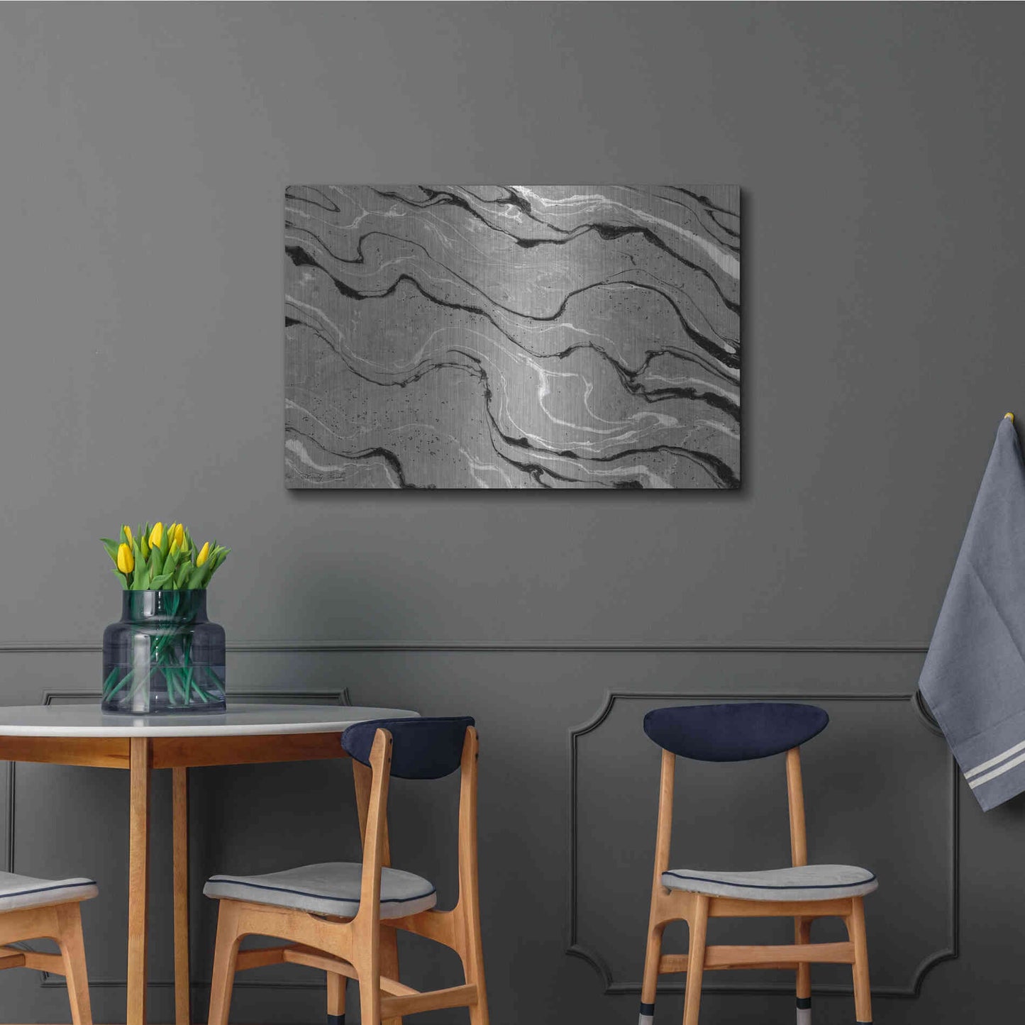 Luxe Metal Art 'Abstract in Gray III' by Cindy Jacobs, Metal Wall Art,36x24