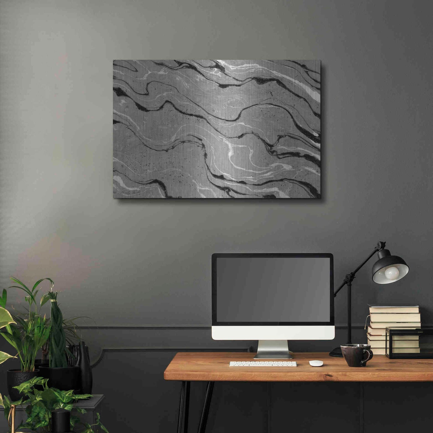 Luxe Metal Art 'Abstract in Gray III' by Cindy Jacobs, Metal Wall Art,36x24