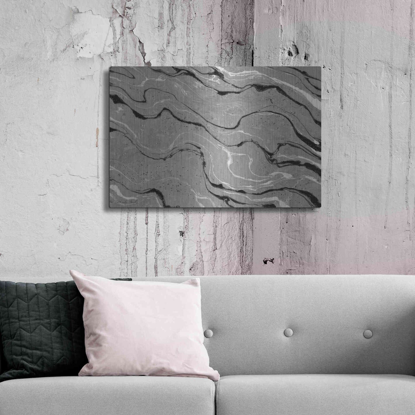 Luxe Metal Art 'Abstract in Gray III' by Cindy Jacobs, Metal Wall Art,36x24