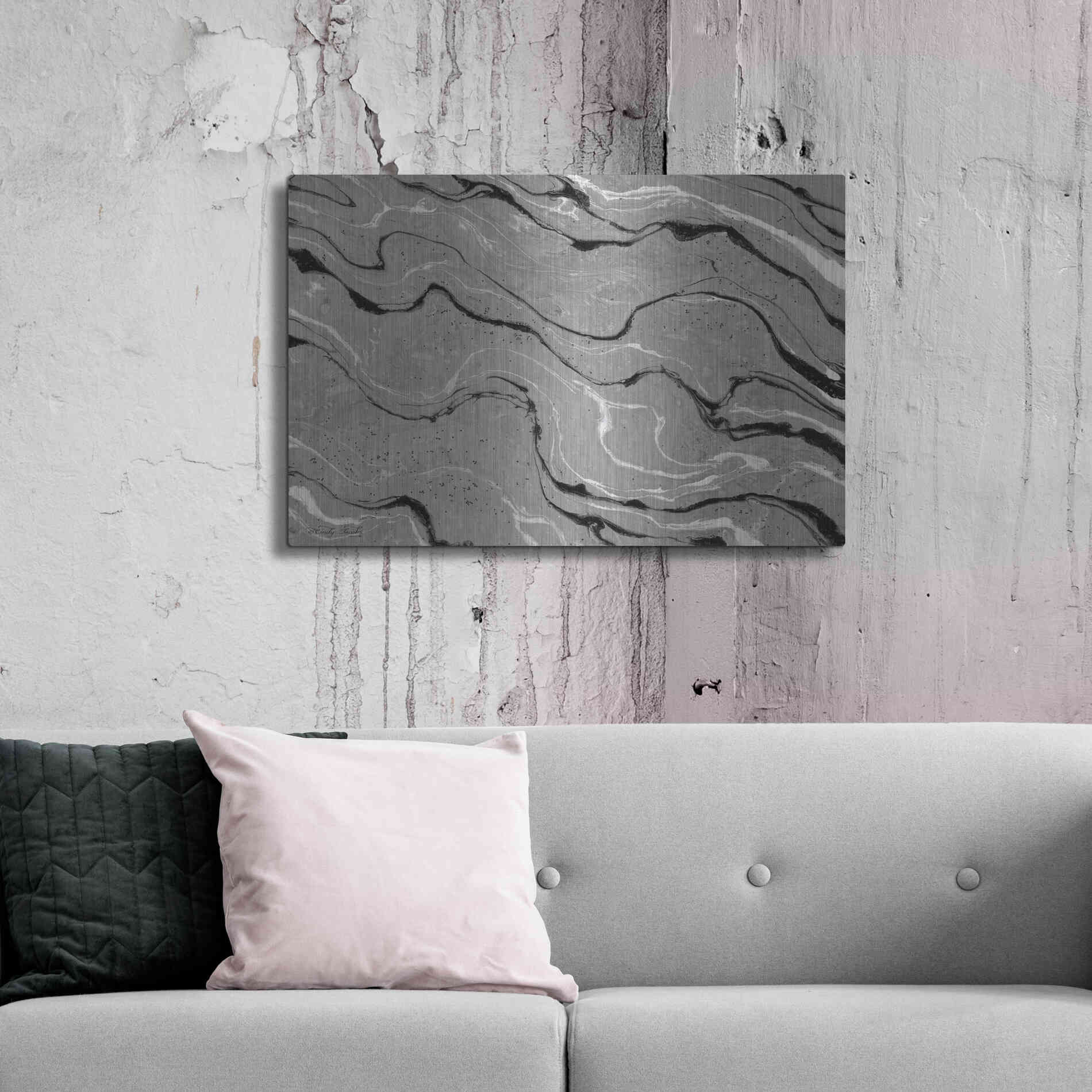 Luxe Metal Art 'Abstract in Gray III' by Cindy Jacobs, Metal Wall Art,36x24