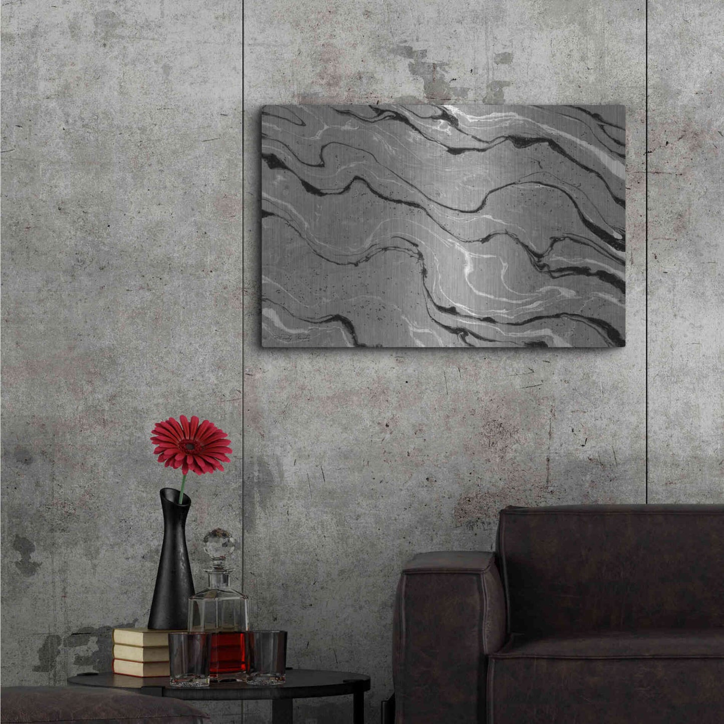 Luxe Metal Art 'Abstract in Gray III' by Cindy Jacobs, Metal Wall Art,36x24