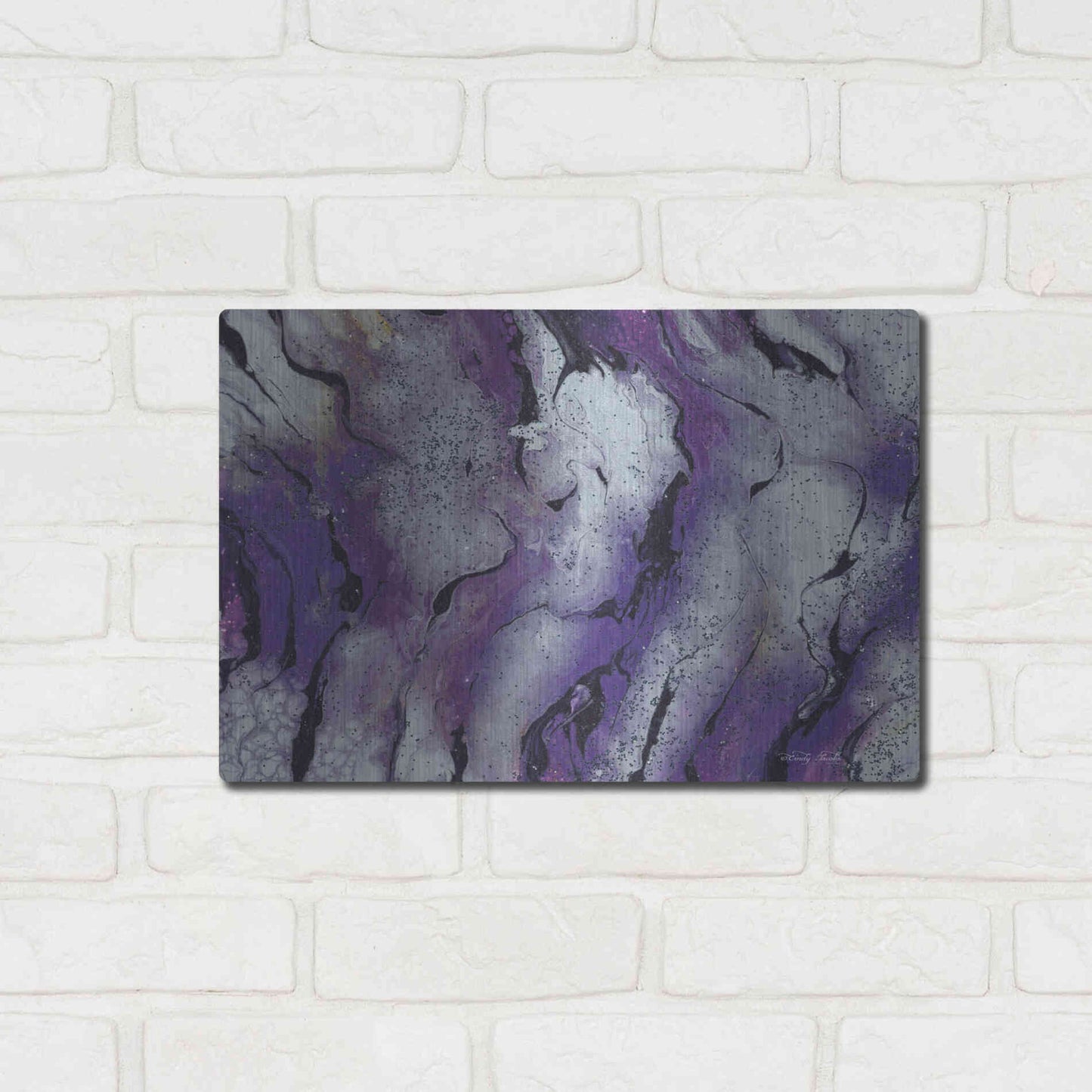 Luxe Metal Art 'Abstract in Purple III' by Cindy Jacobs, Metal Wall Art,16x12