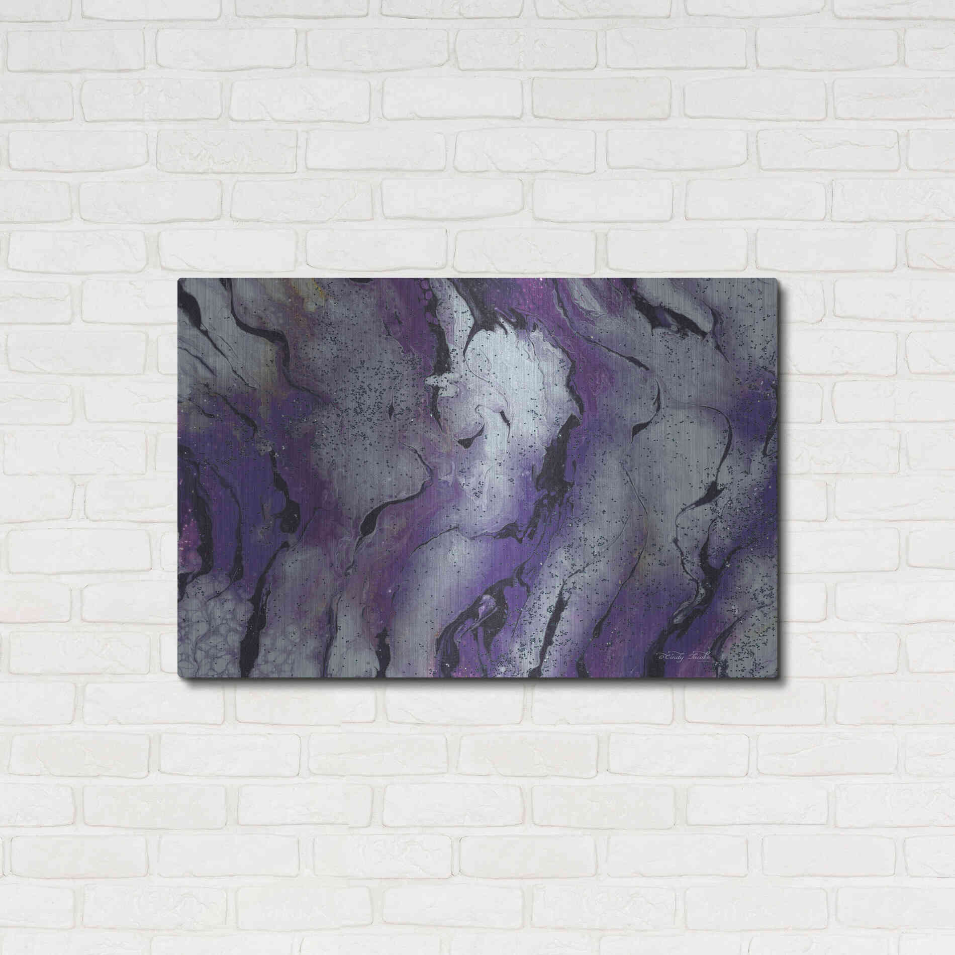 Luxe Metal Art 'Abstract in Purple III' by Cindy Jacobs, Metal Wall Art,36x24