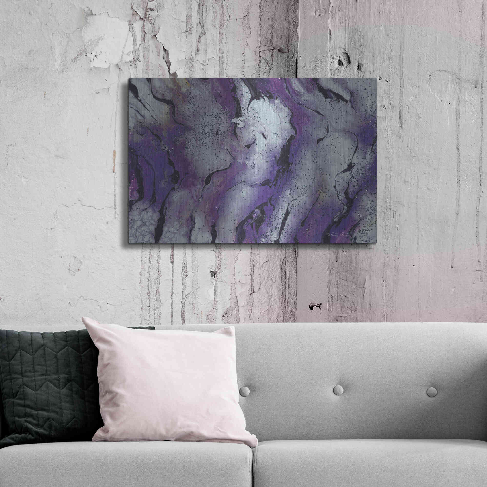 Luxe Metal Art 'Abstract in Purple III' by Cindy Jacobs, Metal Wall Art,36x24