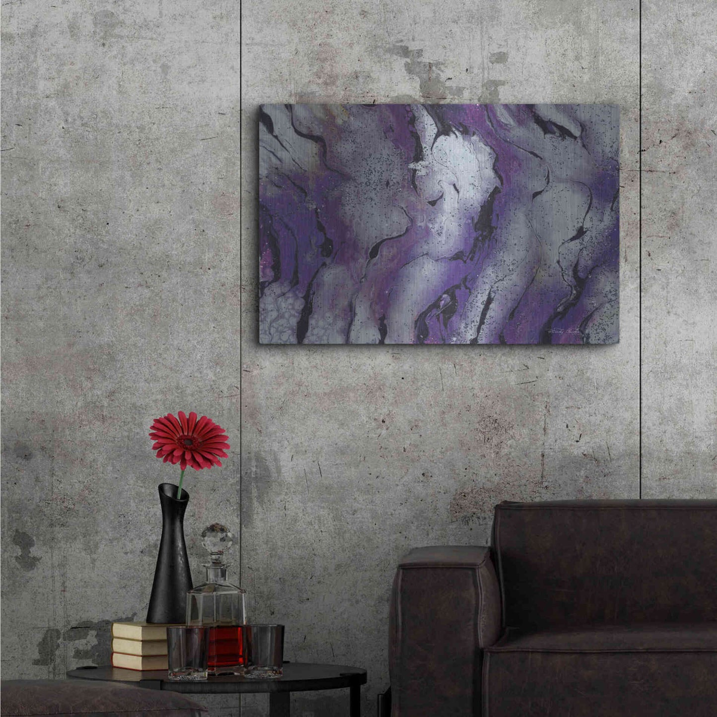 Luxe Metal Art 'Abstract in Purple III' by Cindy Jacobs, Metal Wall Art,36x24