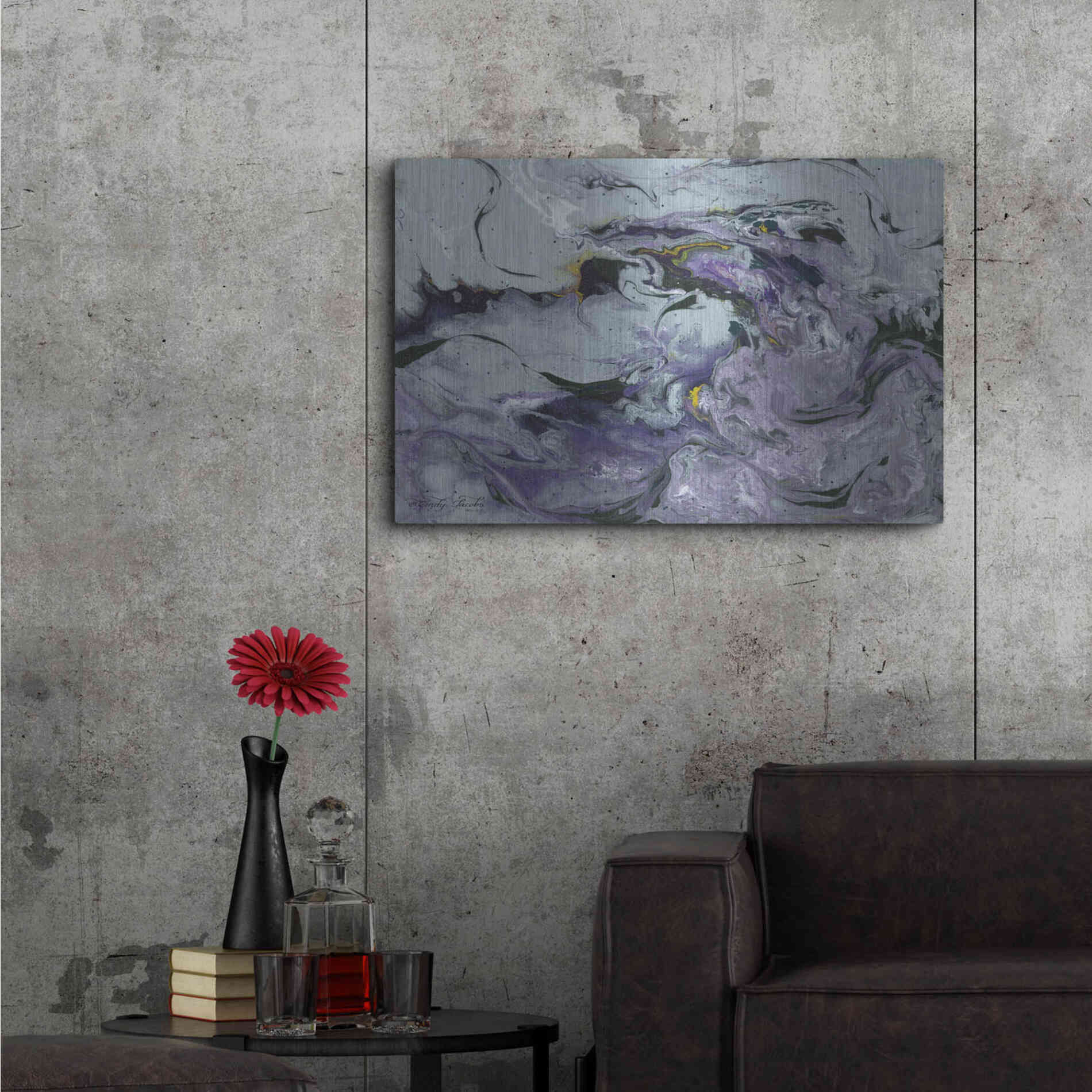 Luxe Metal Art 'Abstract in Purple IV' by Cindy Jacobs, Metal Wall Art,36x24