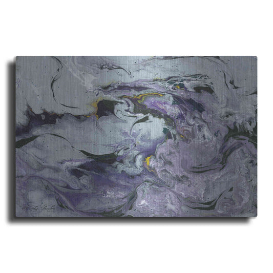 Luxe Metal Art 'Abstract in Purple IV' by Cindy Jacobs, Metal Wall Art