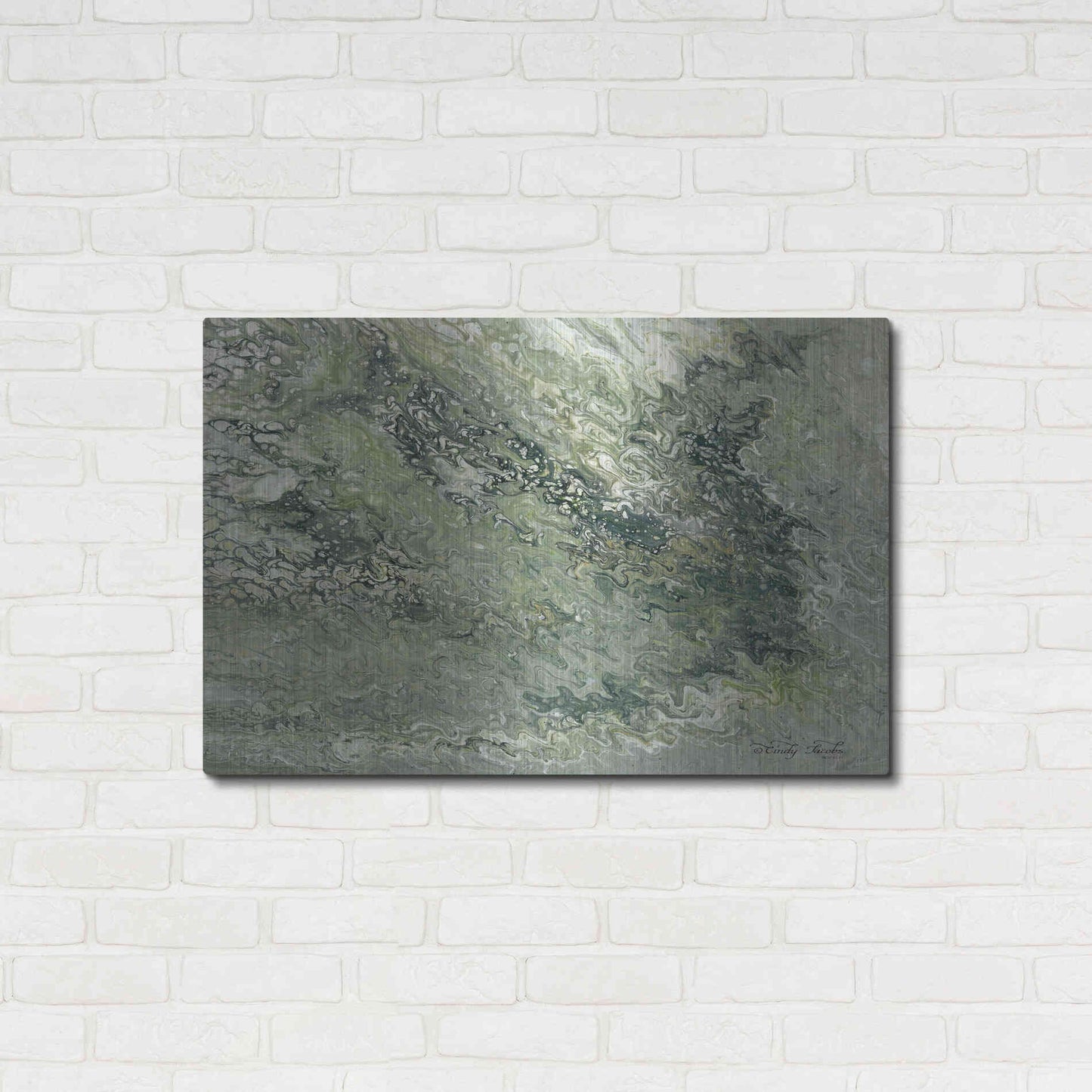 Luxe Metal Art 'Abstract in Seafoam I' by Cindy Jacobs, Metal Wall Art,36x24