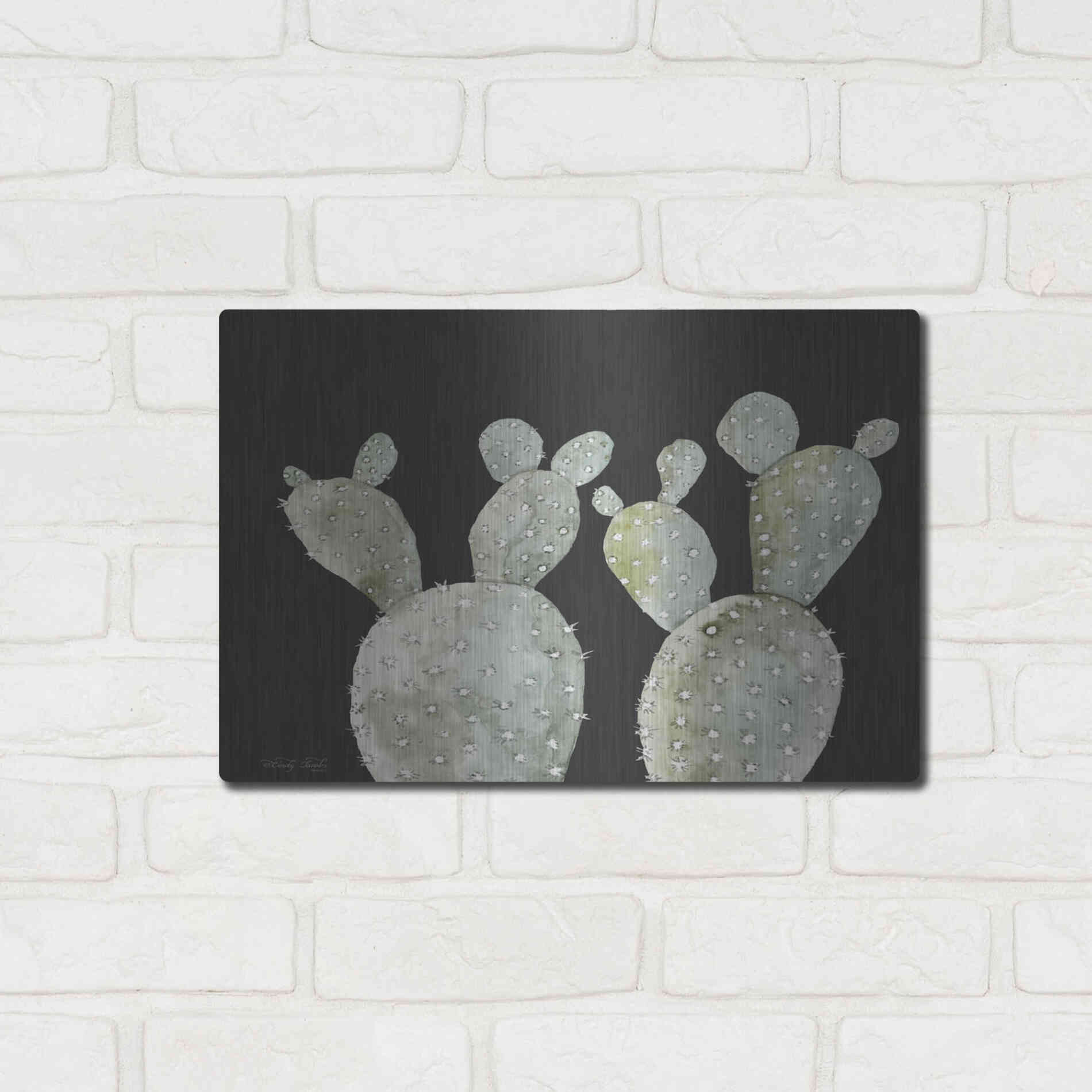 Luxe Metal Art 'Happy Cactus II' by Cindy Jacobs, Metal Wall Art,16x12