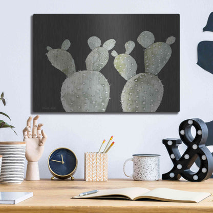 Luxe Metal Art 'Happy Cactus II' by Cindy Jacobs, Metal Wall Art,16x12