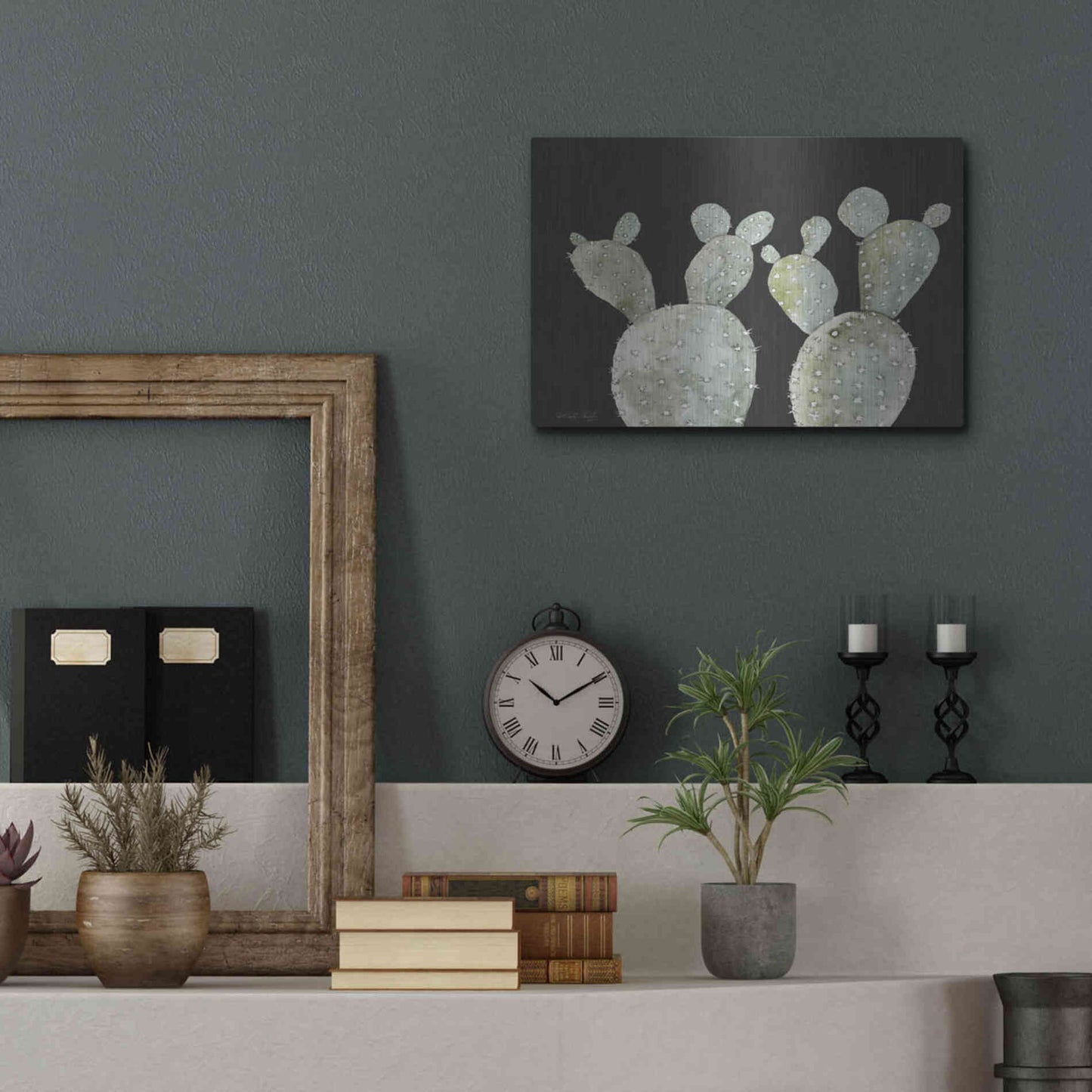 Luxe Metal Art 'Happy Cactus II' by Cindy Jacobs, Metal Wall Art,16x12