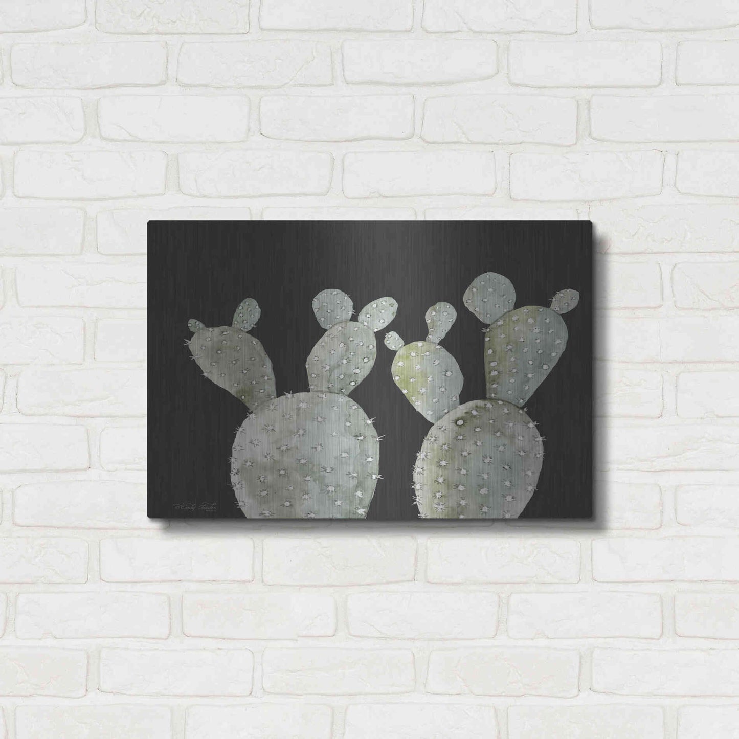 Luxe Metal Art 'Happy Cactus II' by Cindy Jacobs, Metal Wall Art,24x16