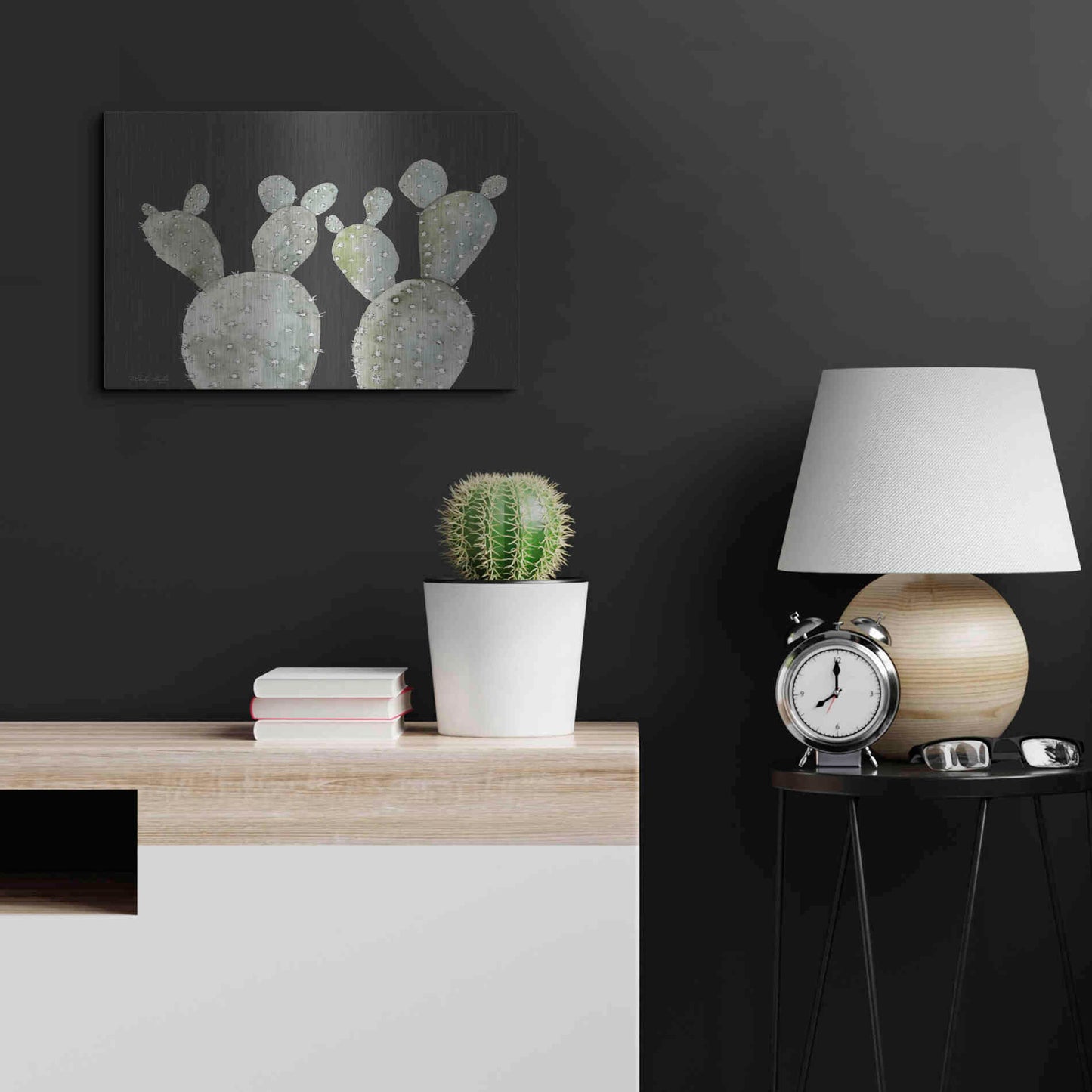 Luxe Metal Art 'Happy Cactus II' by Cindy Jacobs, Metal Wall Art,24x16