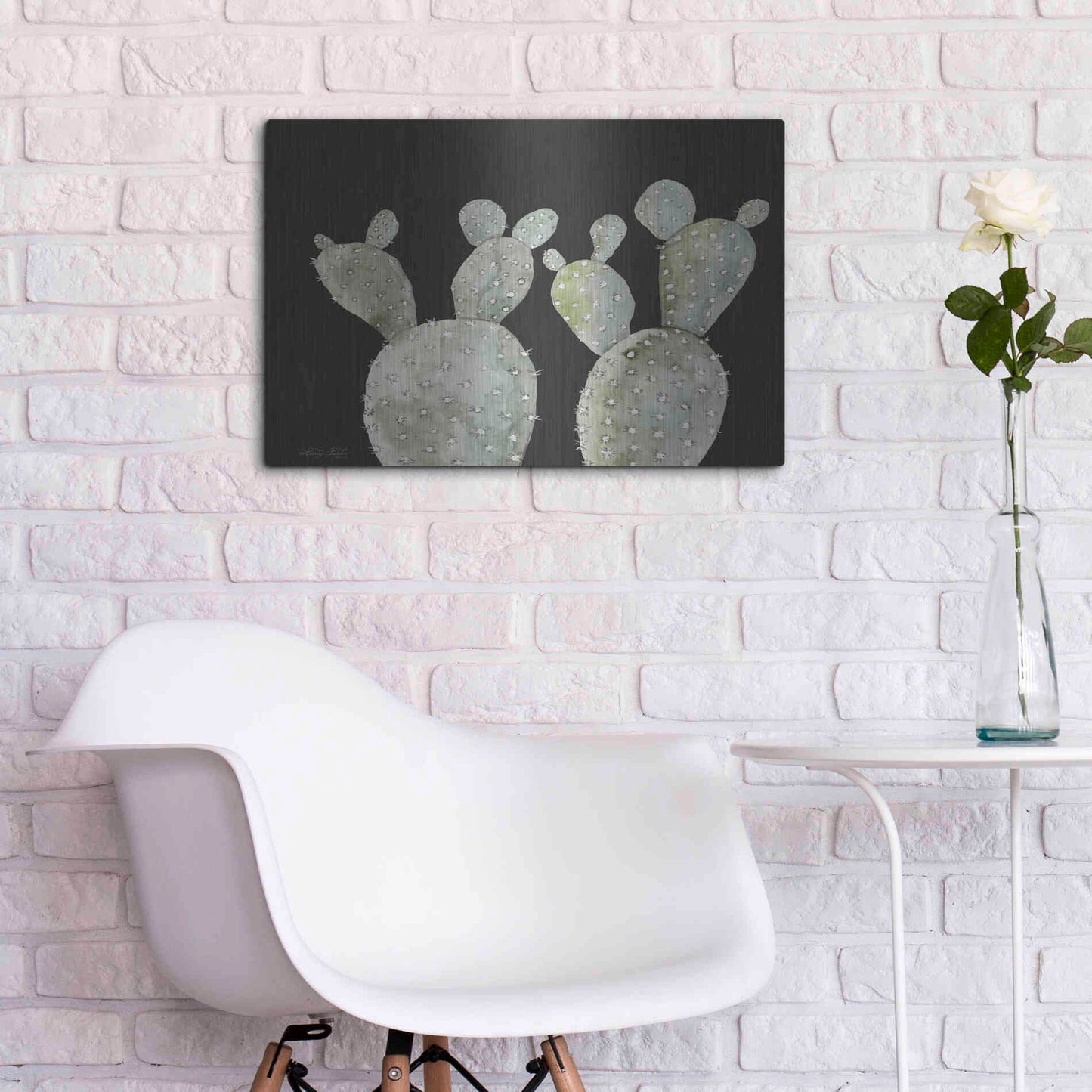 Luxe Metal Art 'Happy Cactus II' by Cindy Jacobs, Metal Wall Art,24x16