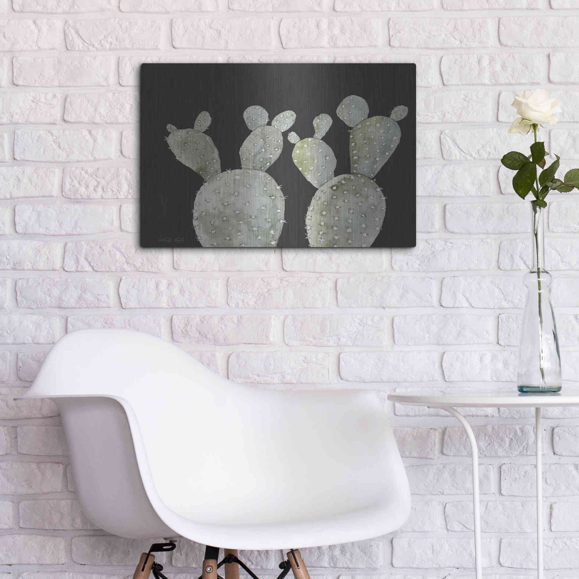 Luxe Metal Art 'Happy Cactus II' by Cindy Jacobs, Metal Wall Art,24x16