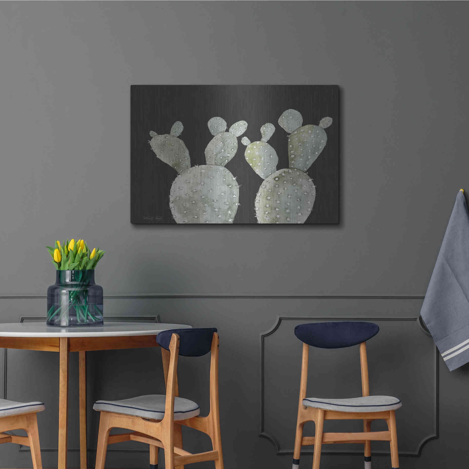 Luxe Metal Art 'Happy Cactus II' by Cindy Jacobs, Metal Wall Art,36x24