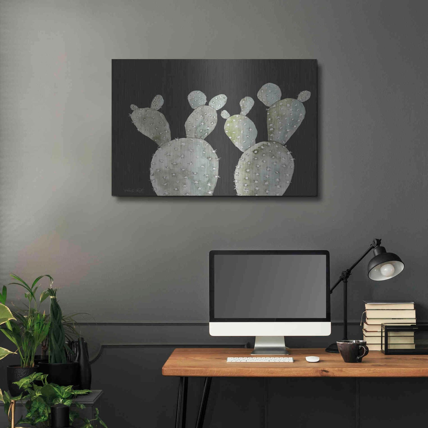 Luxe Metal Art 'Happy Cactus II' by Cindy Jacobs, Metal Wall Art,36x24